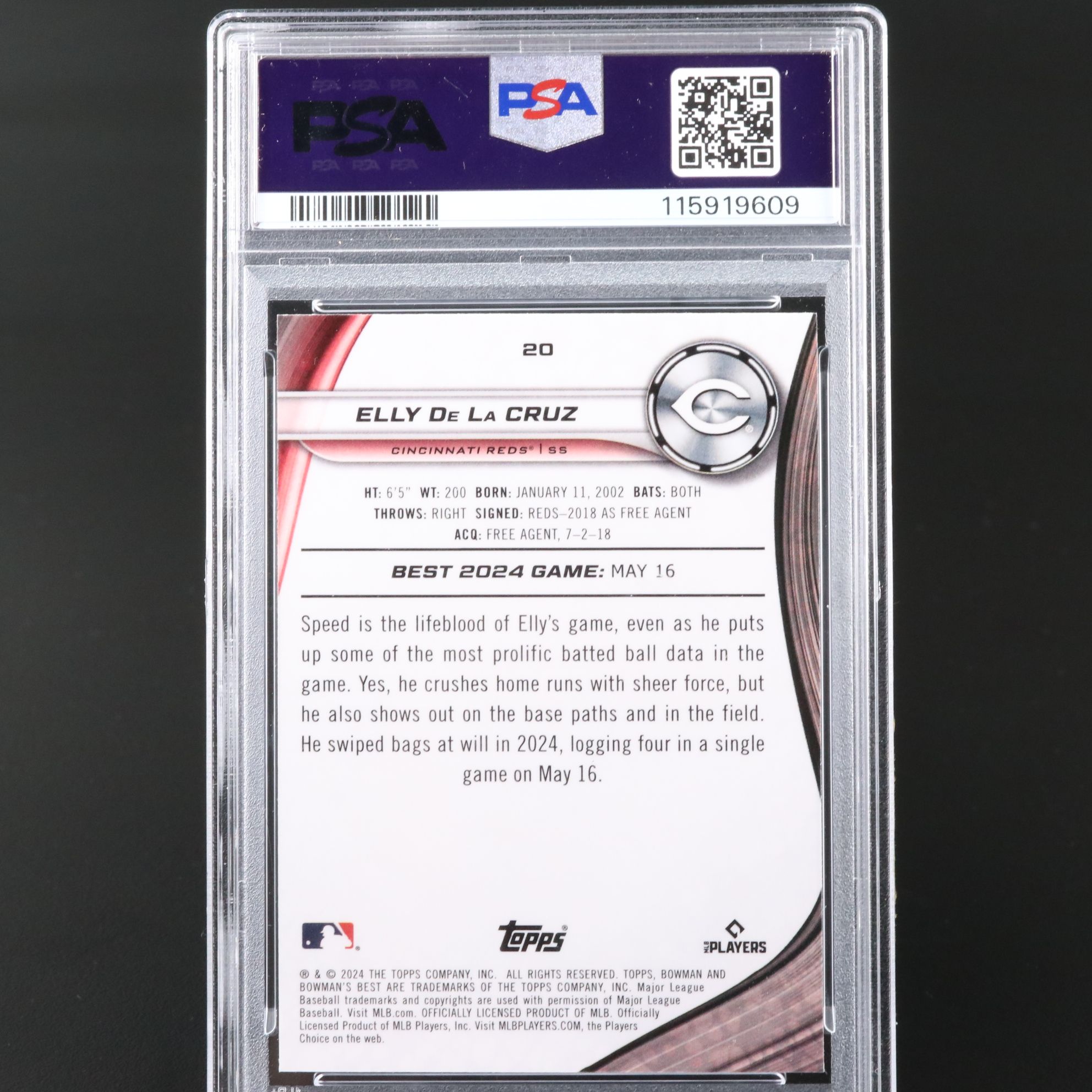 2024 Bowman’s Best Elly De La Cruz Rookie Baseball Card Graded PSA 10