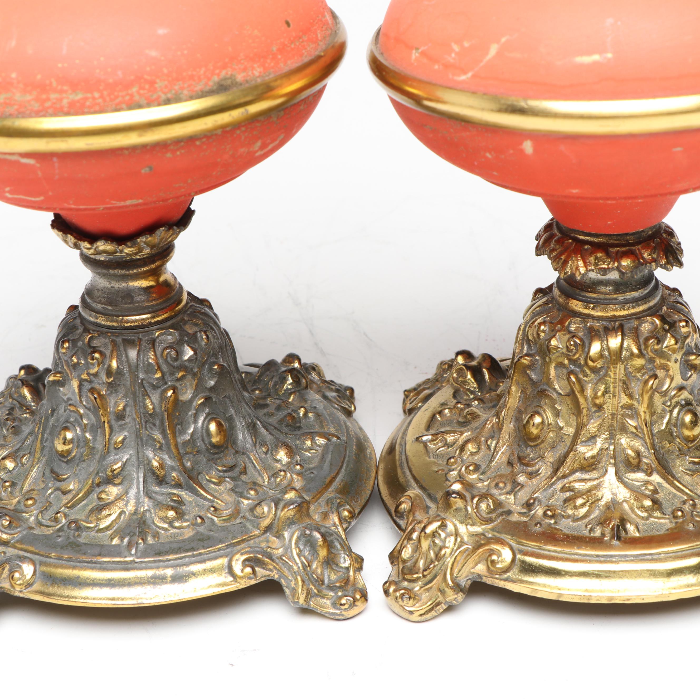 Pair of Victorian Style Ewer Metal Candlesticks