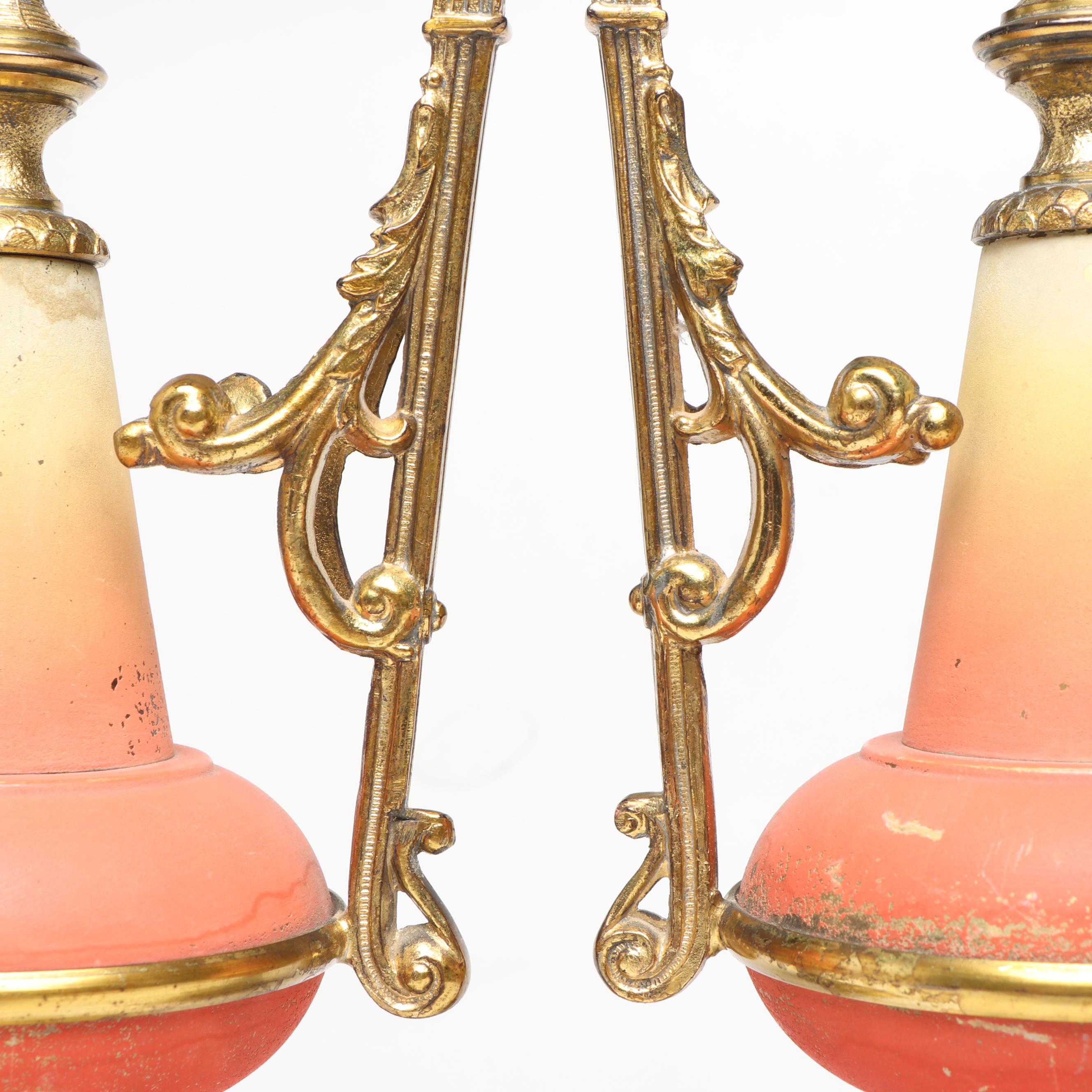 Pair of Victorian Style Ewer Metal Candlesticks