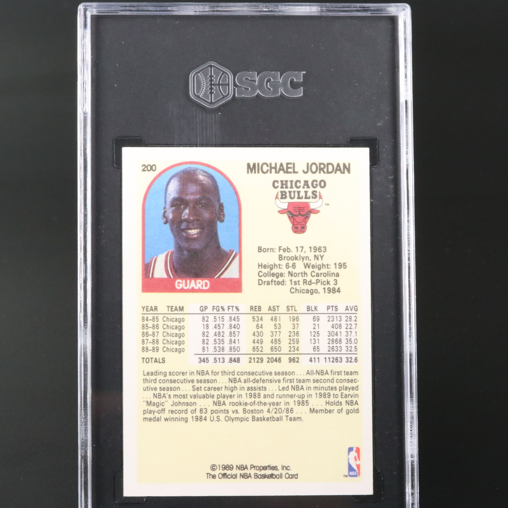 1989-90 NBA Hoops Michael Jordan Chicago Bulls Basketball Card Graded SGC 9