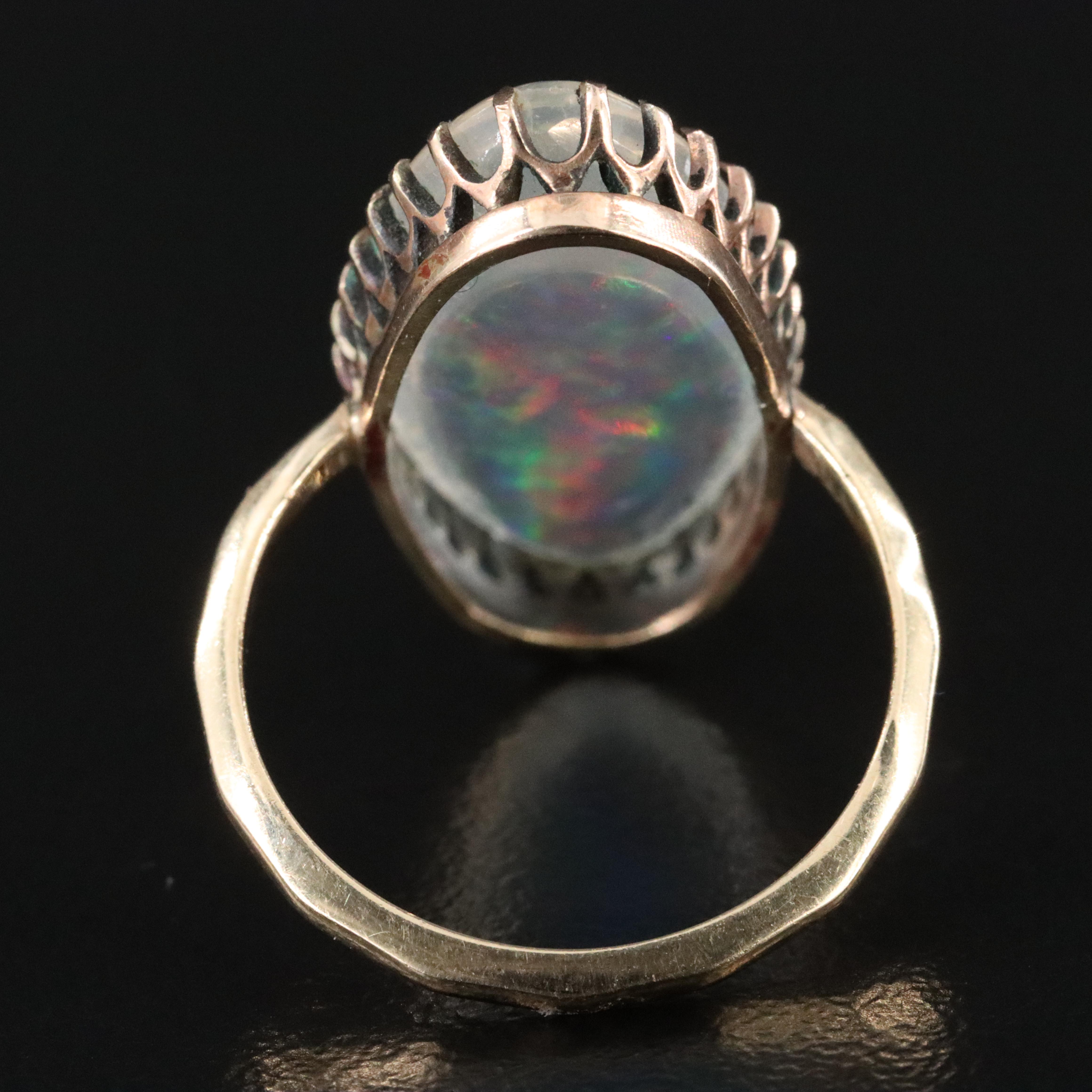 Vintage 10K Contraluz Opal Ring with 14K Shank
