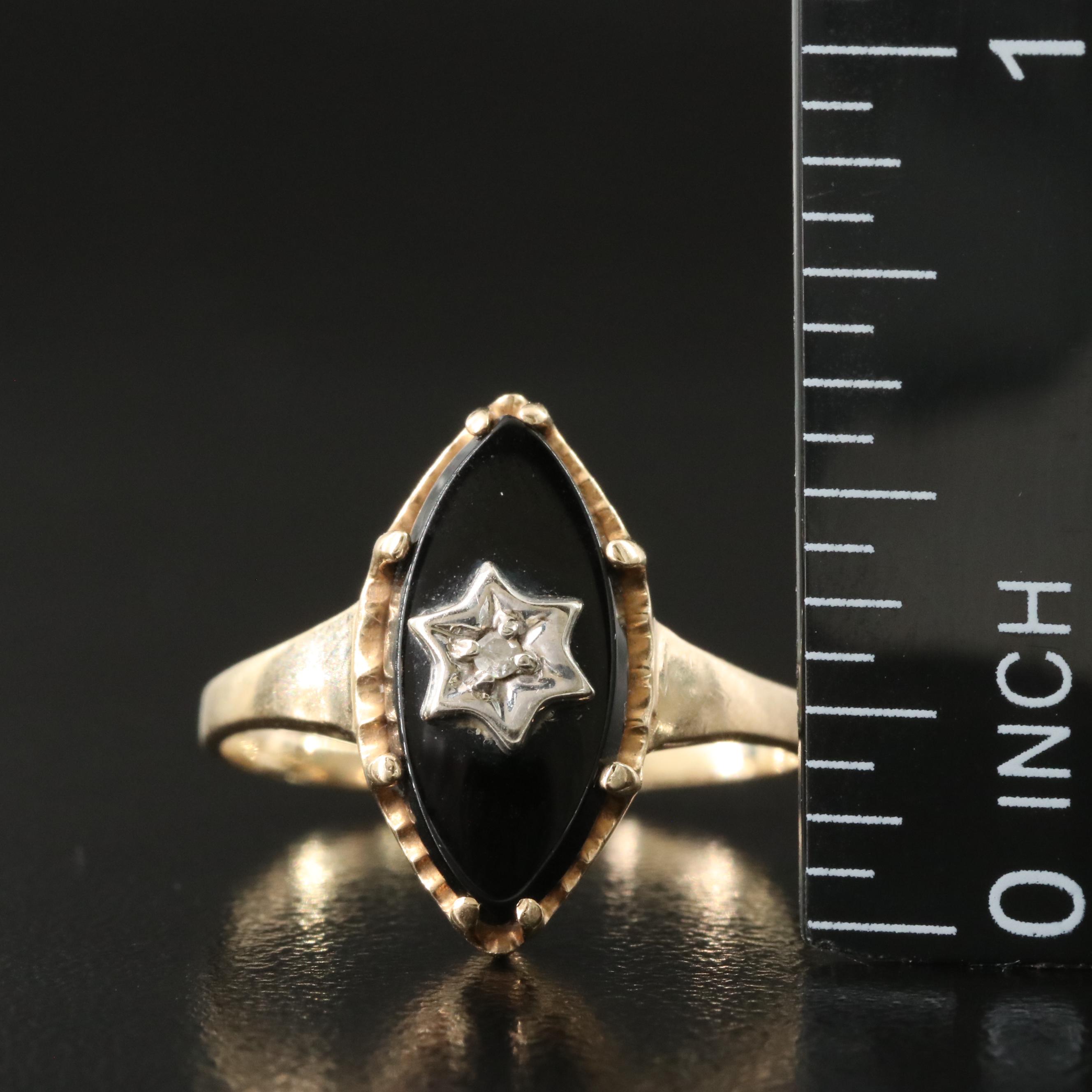 10K Black Onyx and Diamond Ring