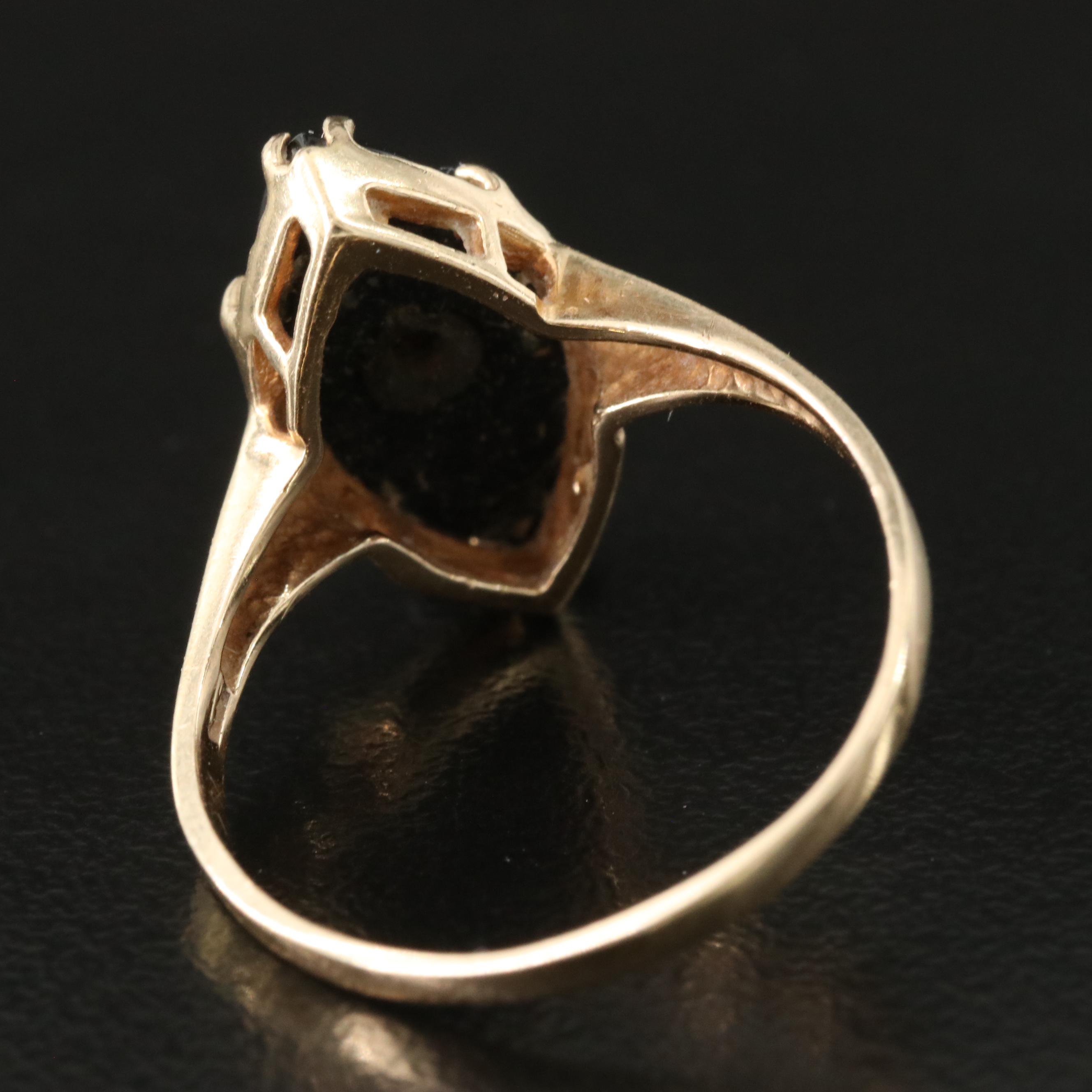 10K Black Onyx and Diamond Ring