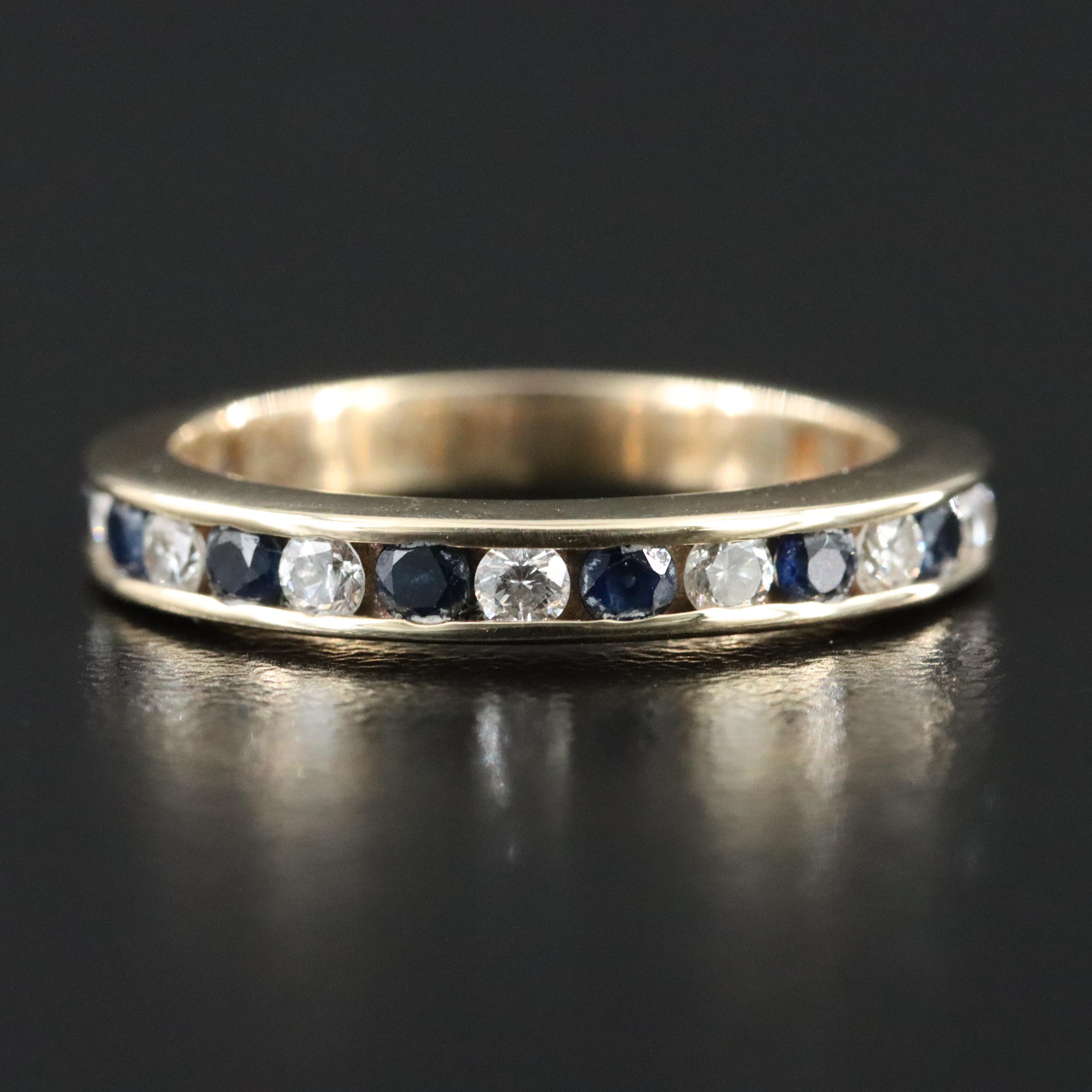 14K Diamond and Sapphire Ring