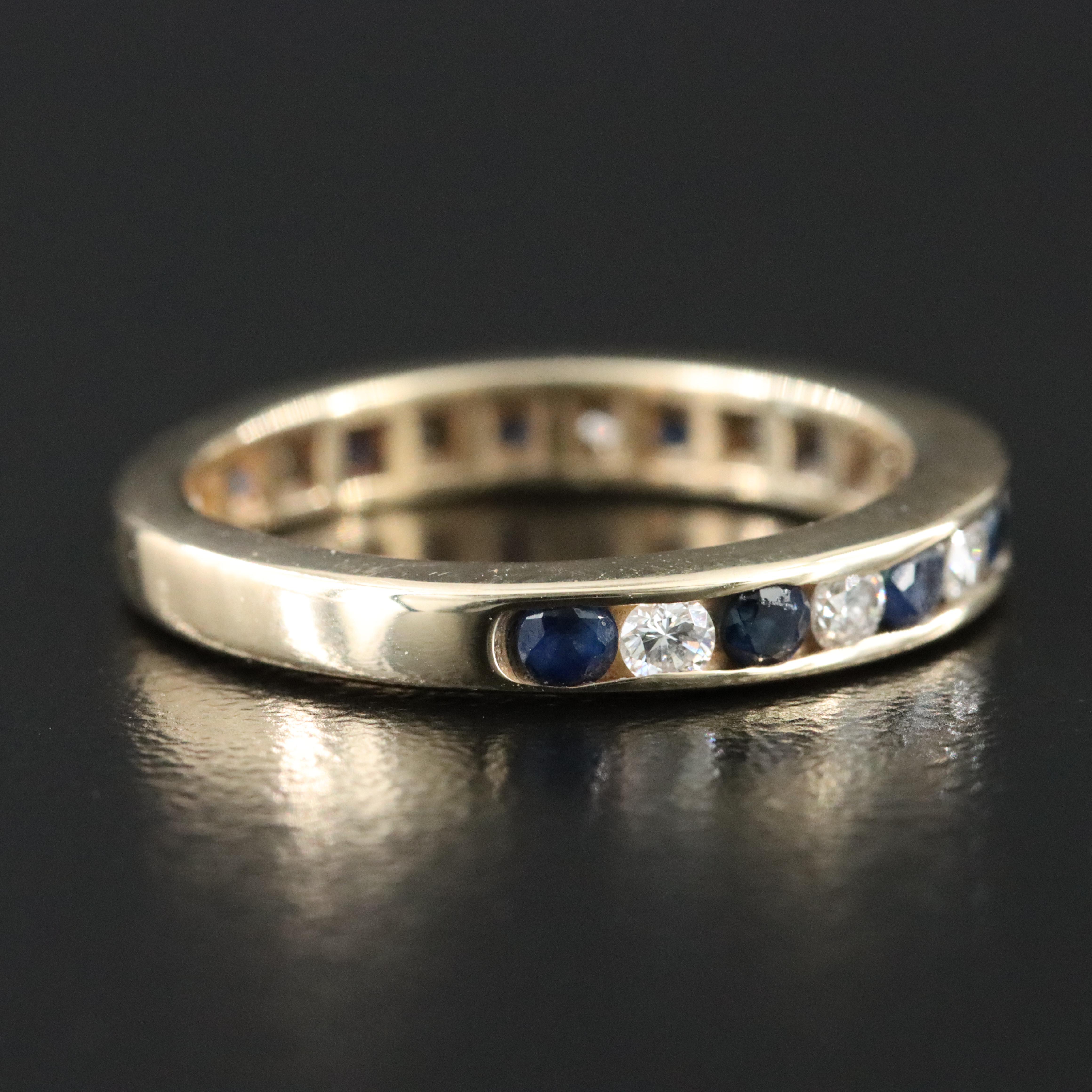 14K Diamond and Sapphire Ring