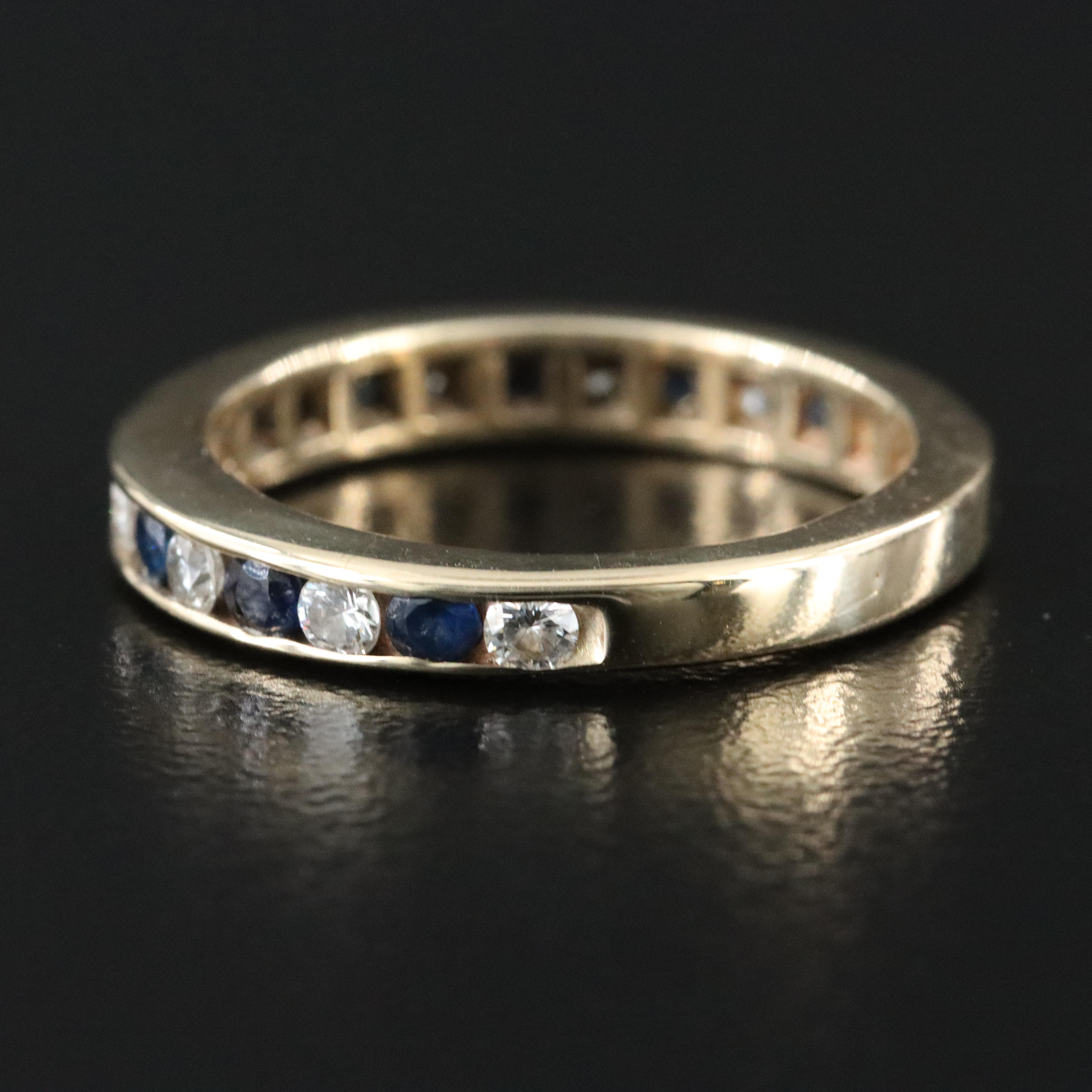 14K Diamond and Sapphire Ring
