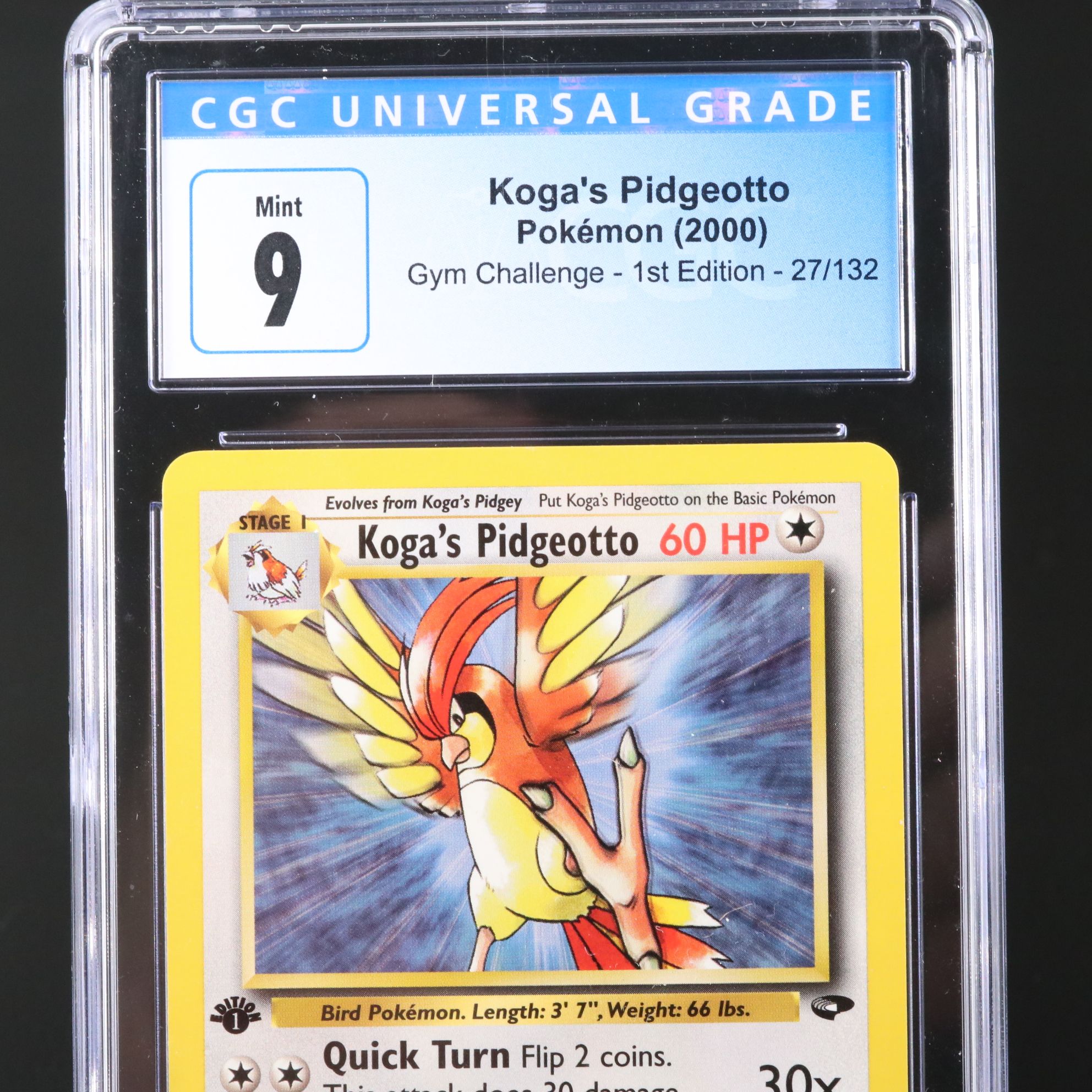 Gym Challenge 1st Edition Koga’s Pidgeotto Pokémon Card Graded CGC 9