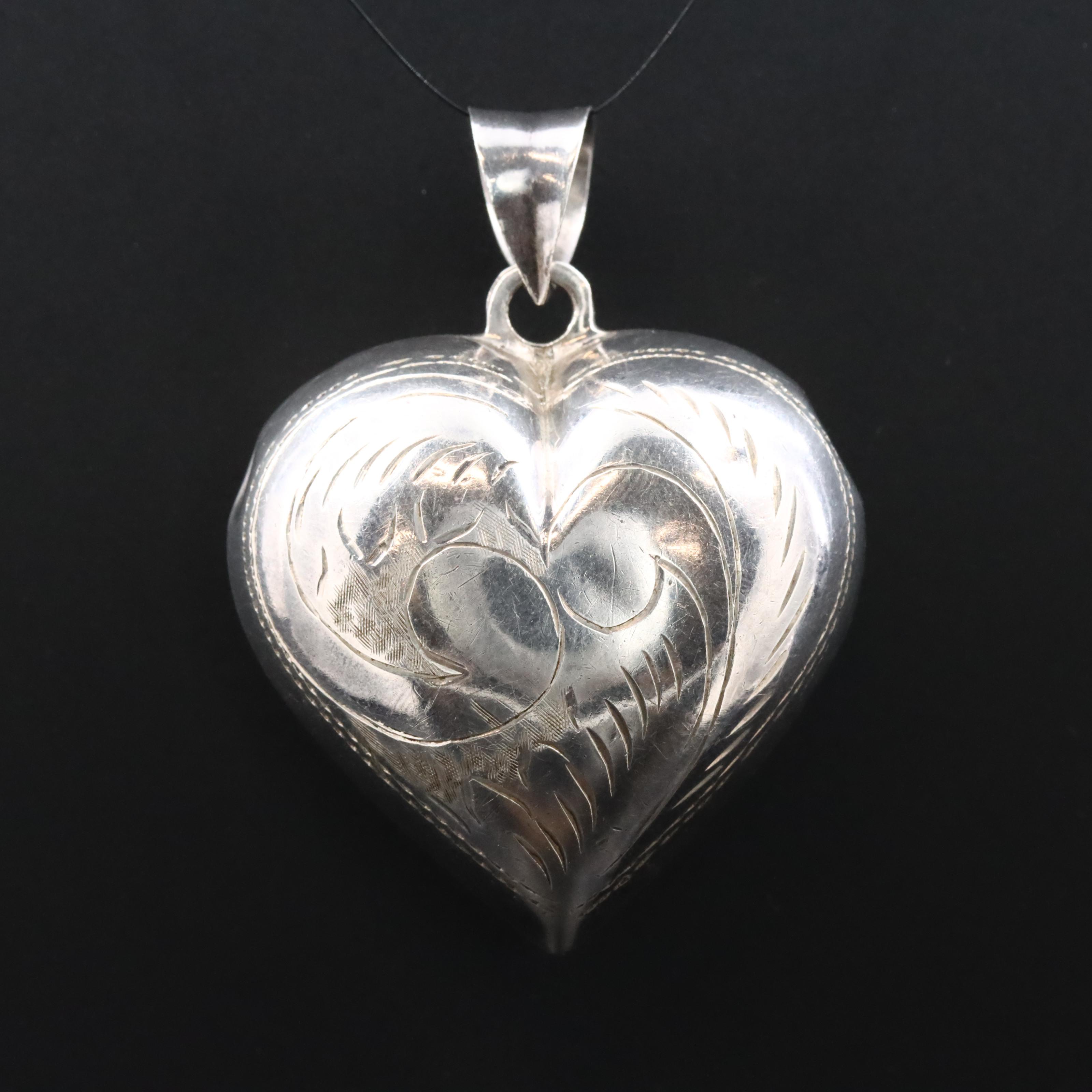 Sterling Puff Heart Pendant