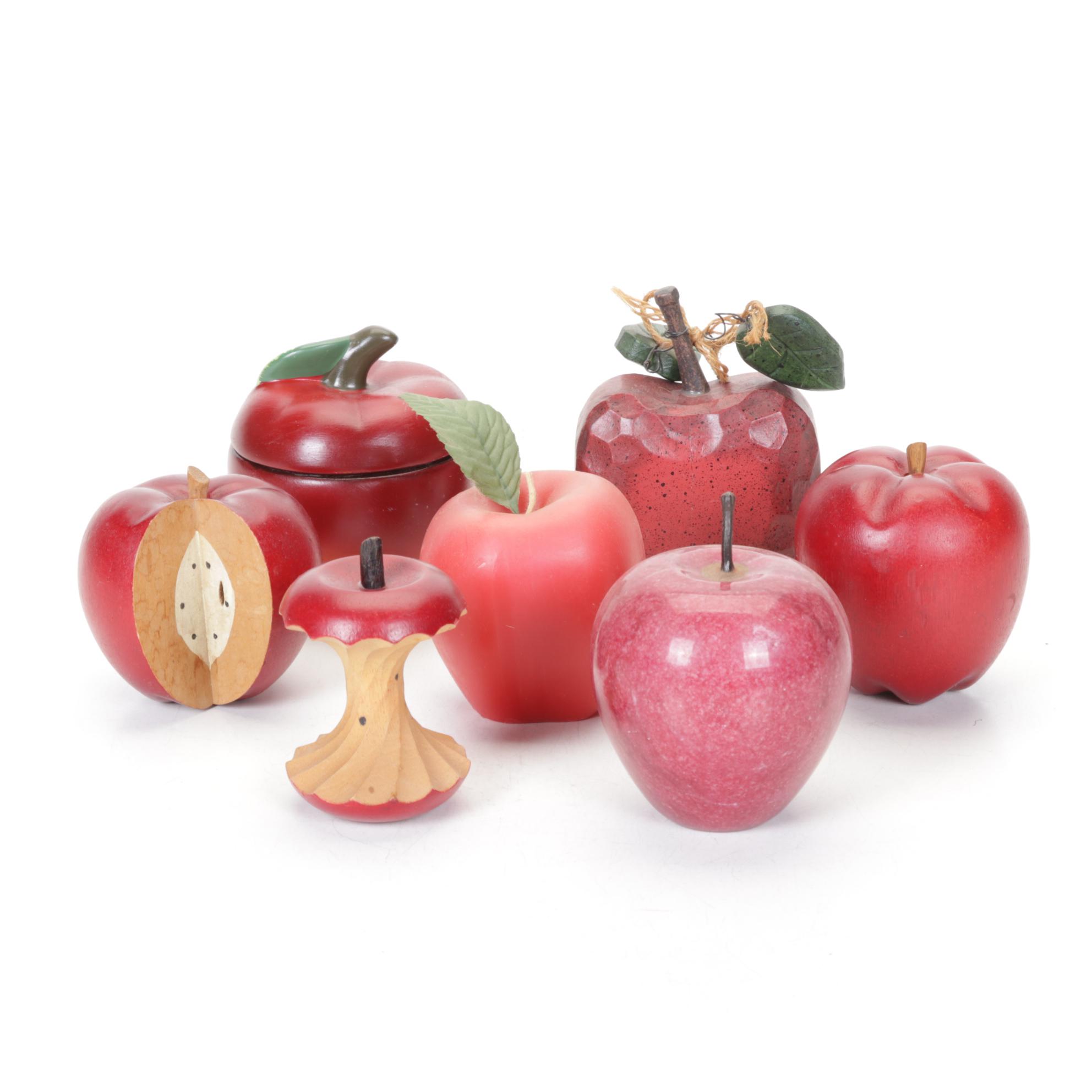 Red Apple Decorative Bowl, Candle & Figurines