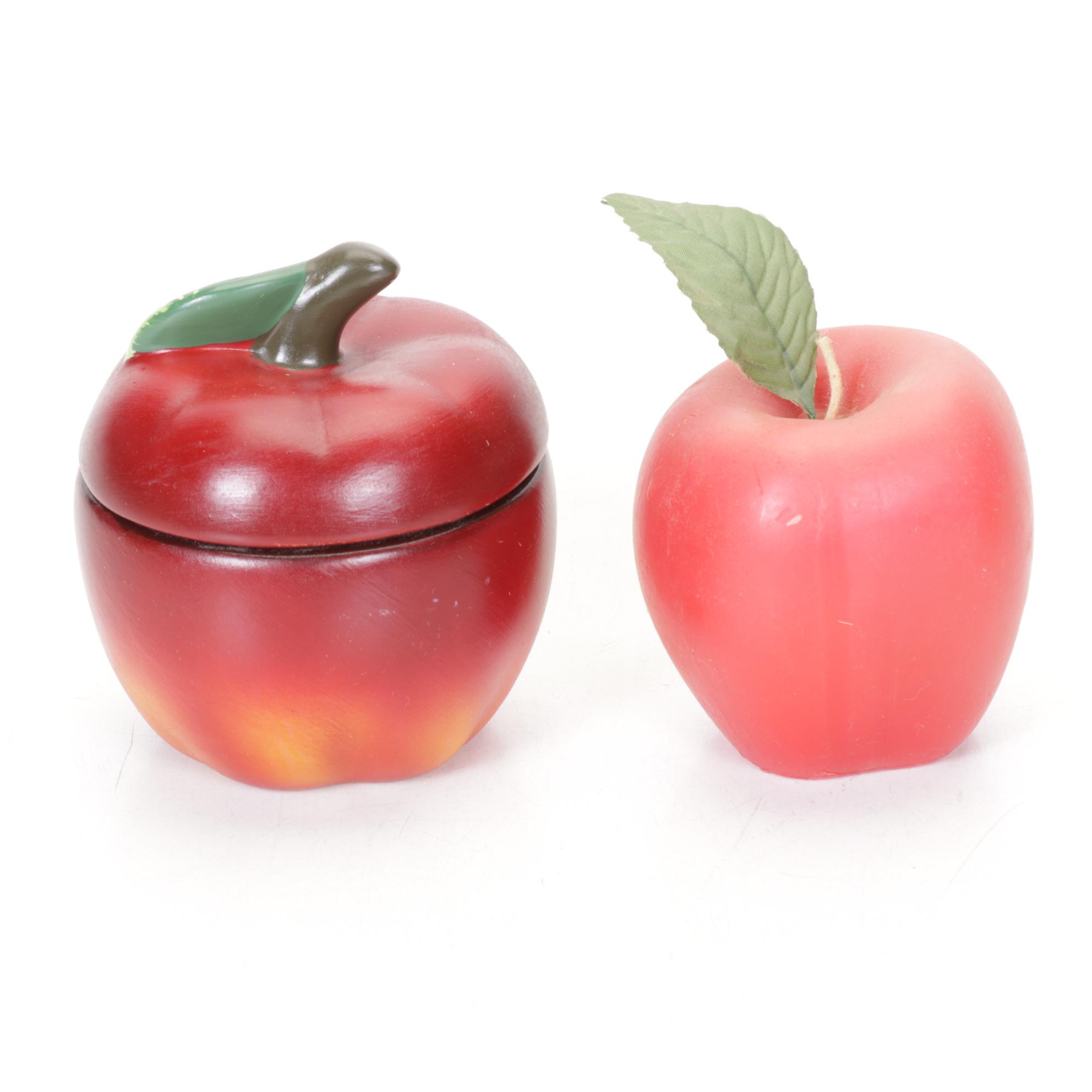 Red Apple Decorative Bowl, Candle & Figurines