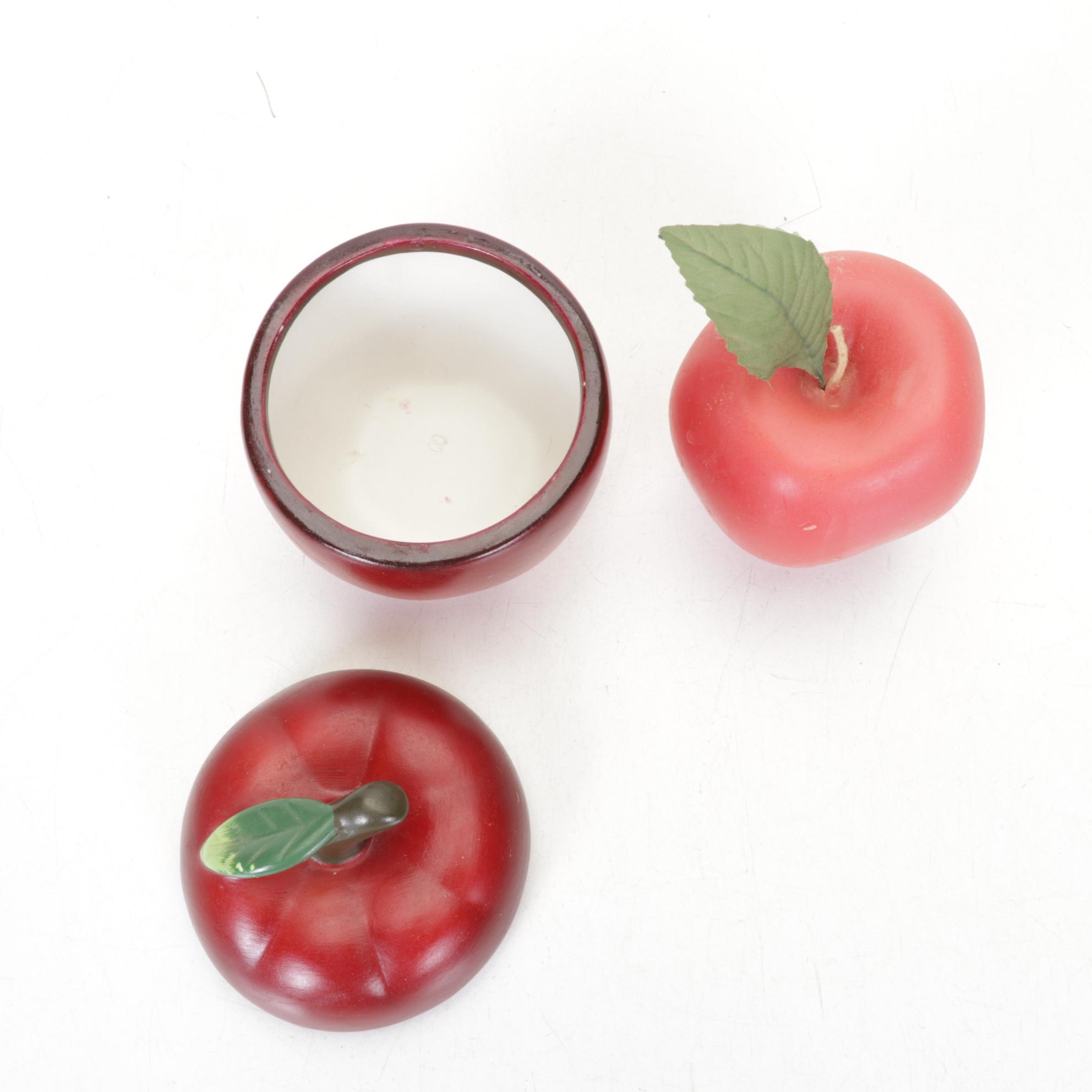 Red Apple Decorative Bowl, Candle & Figurines