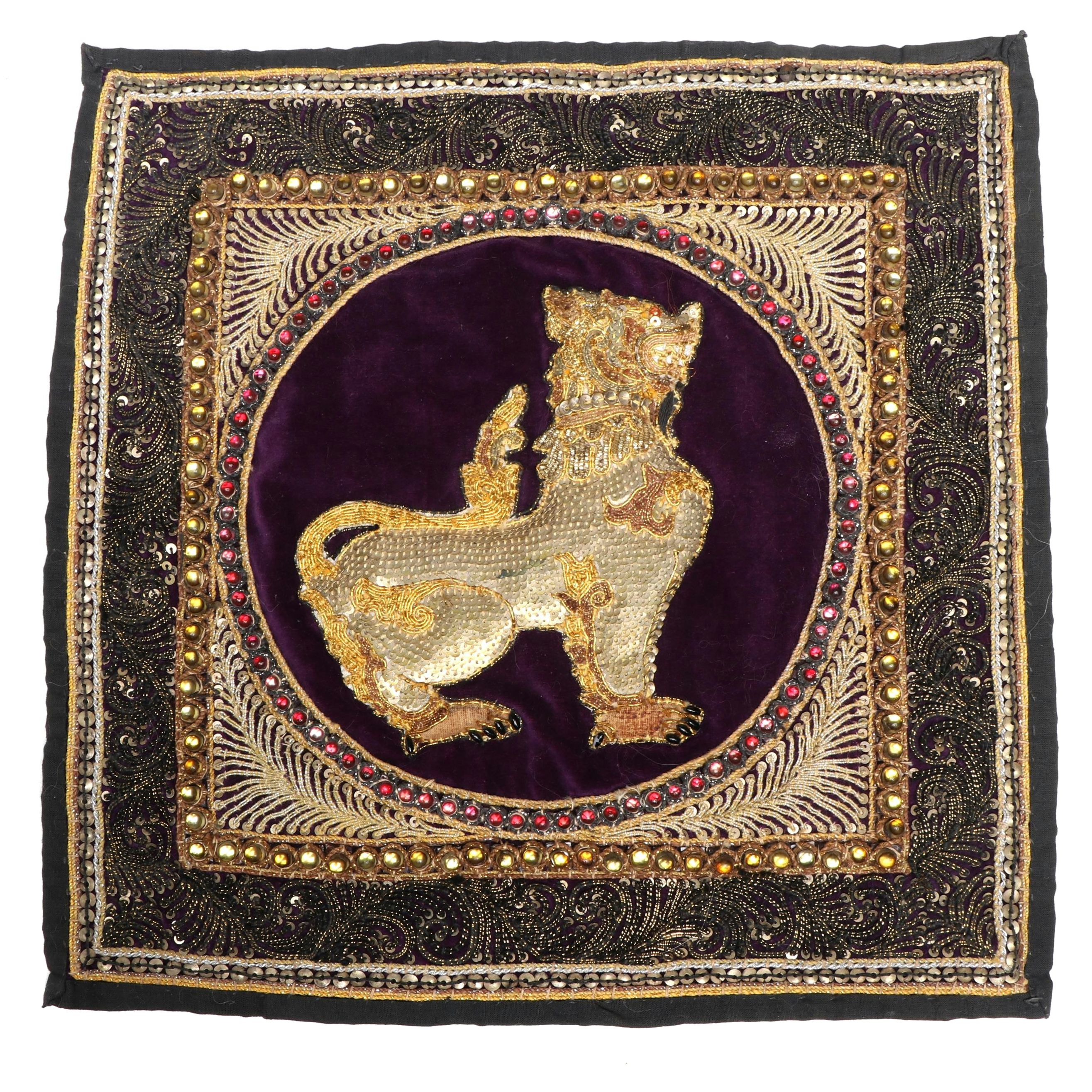 Burmese Kalaga Handmade Sequin and Beadwork Textile of Qilin