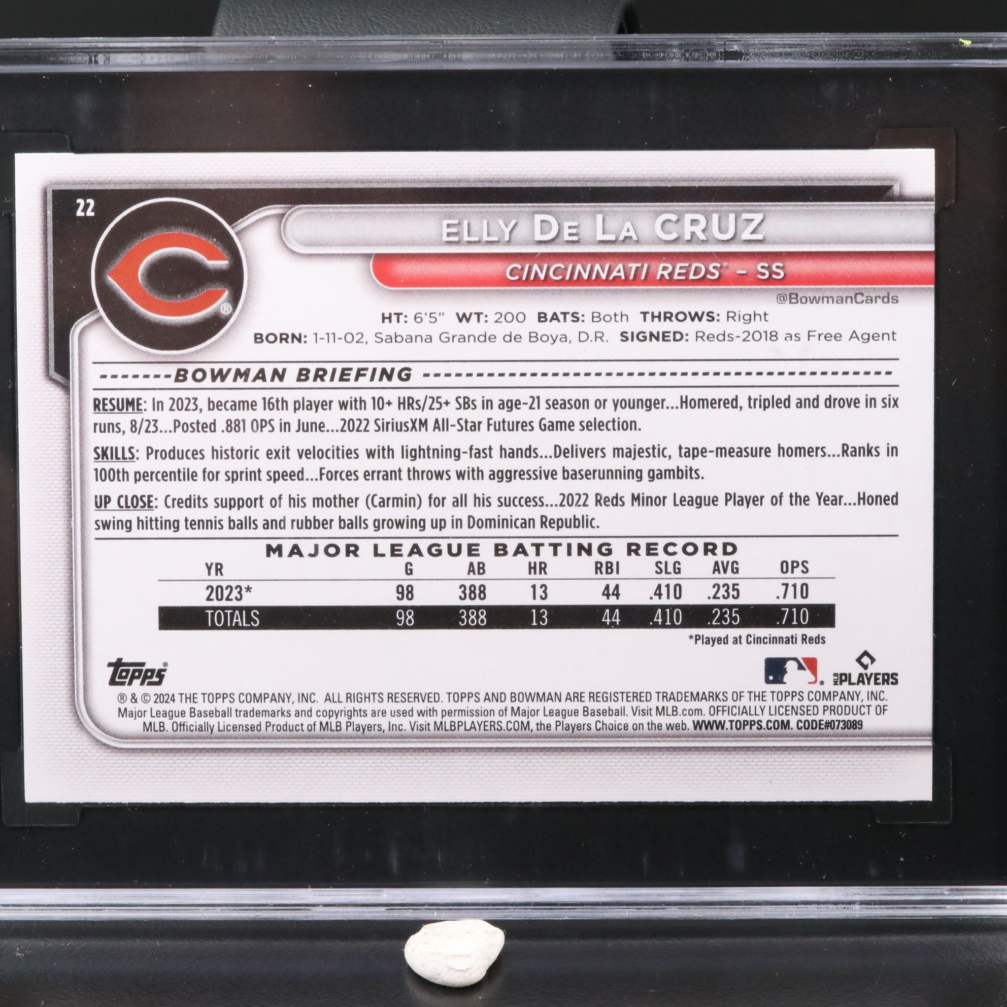 2024 Bowman Elly De La Cruz Cincinnati Reds Rookie Card Graded SGC 10