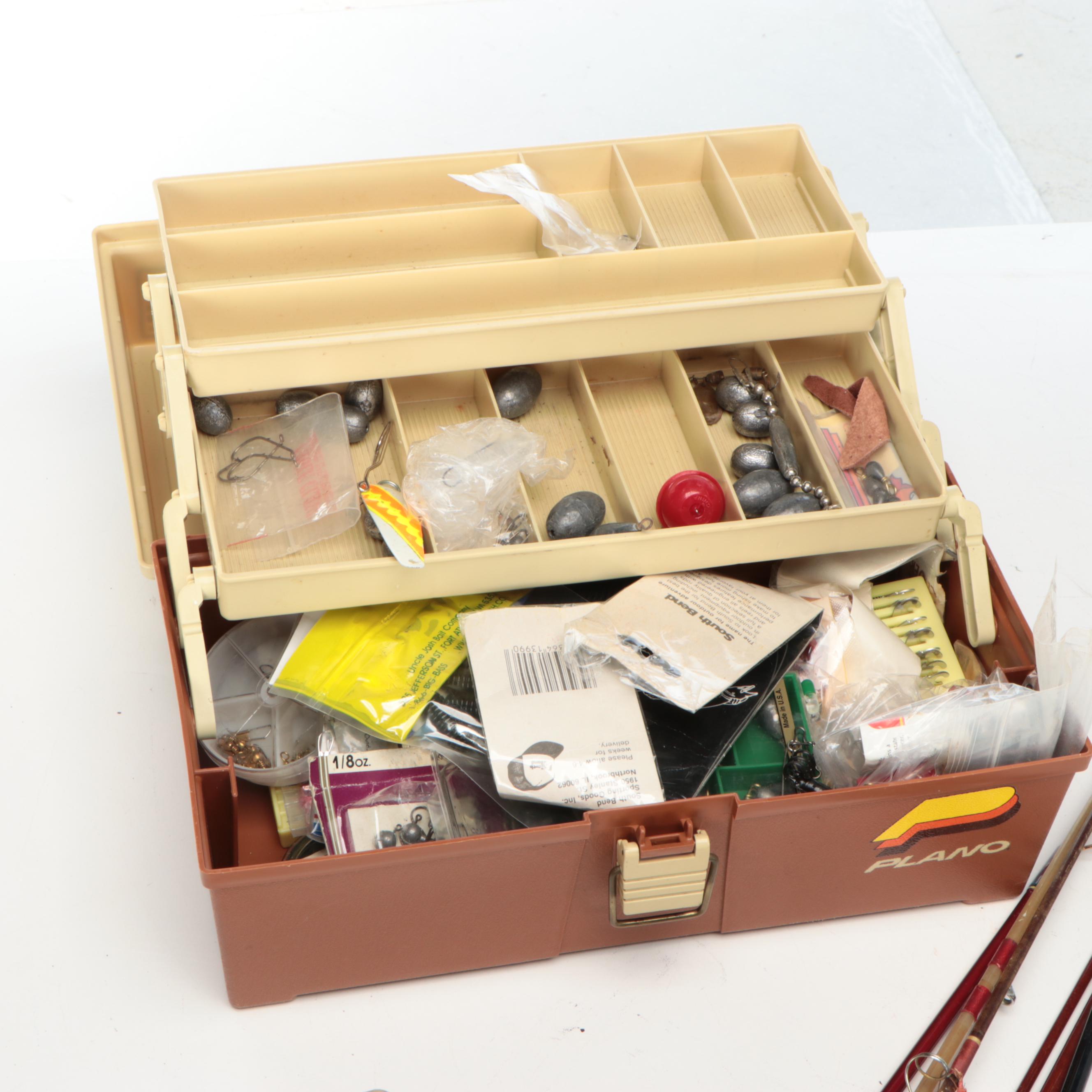 Cork-Handle Fishing Rods with Lure and Reel Collection