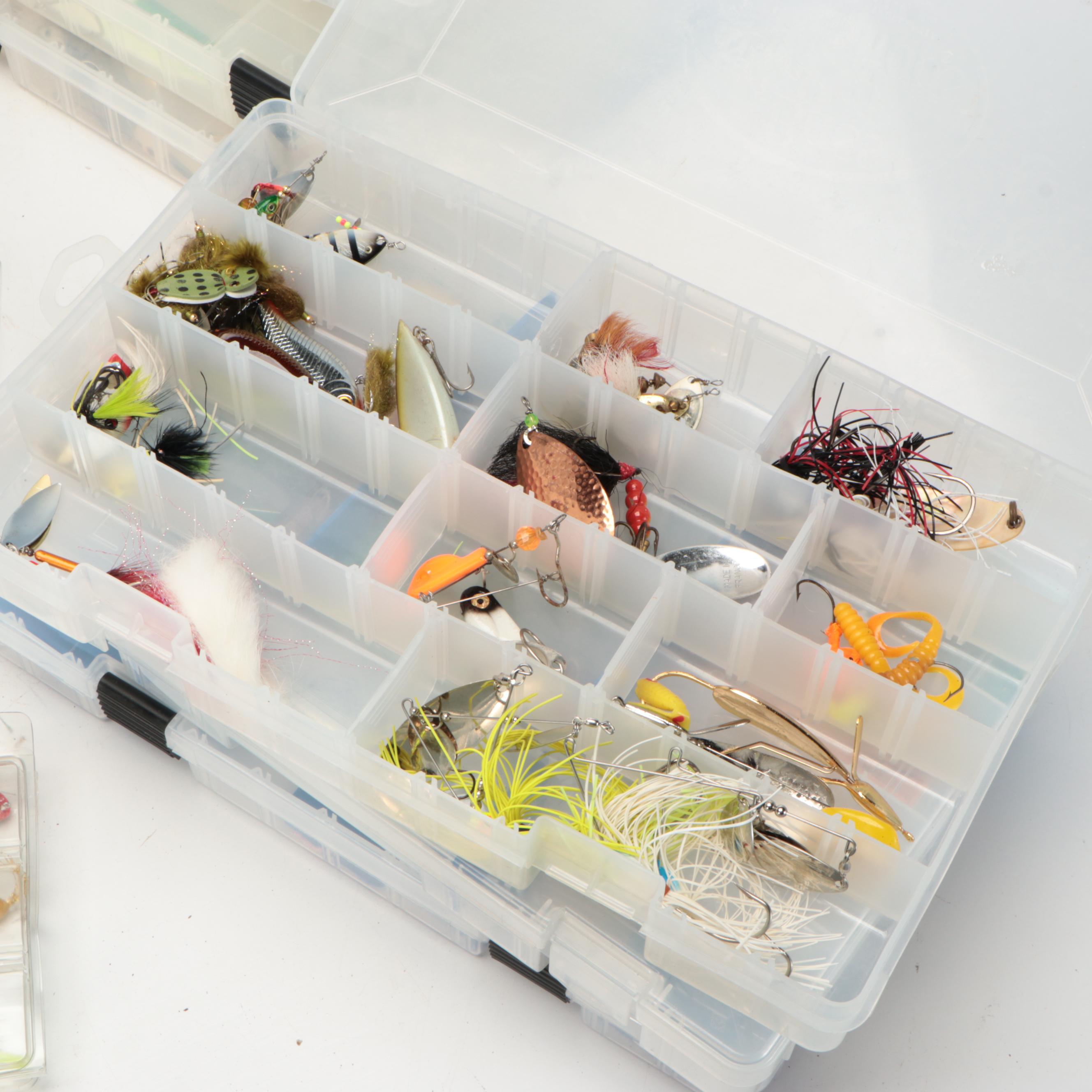 Cork-Handle Fishing Rods with Lure and Reel Collection