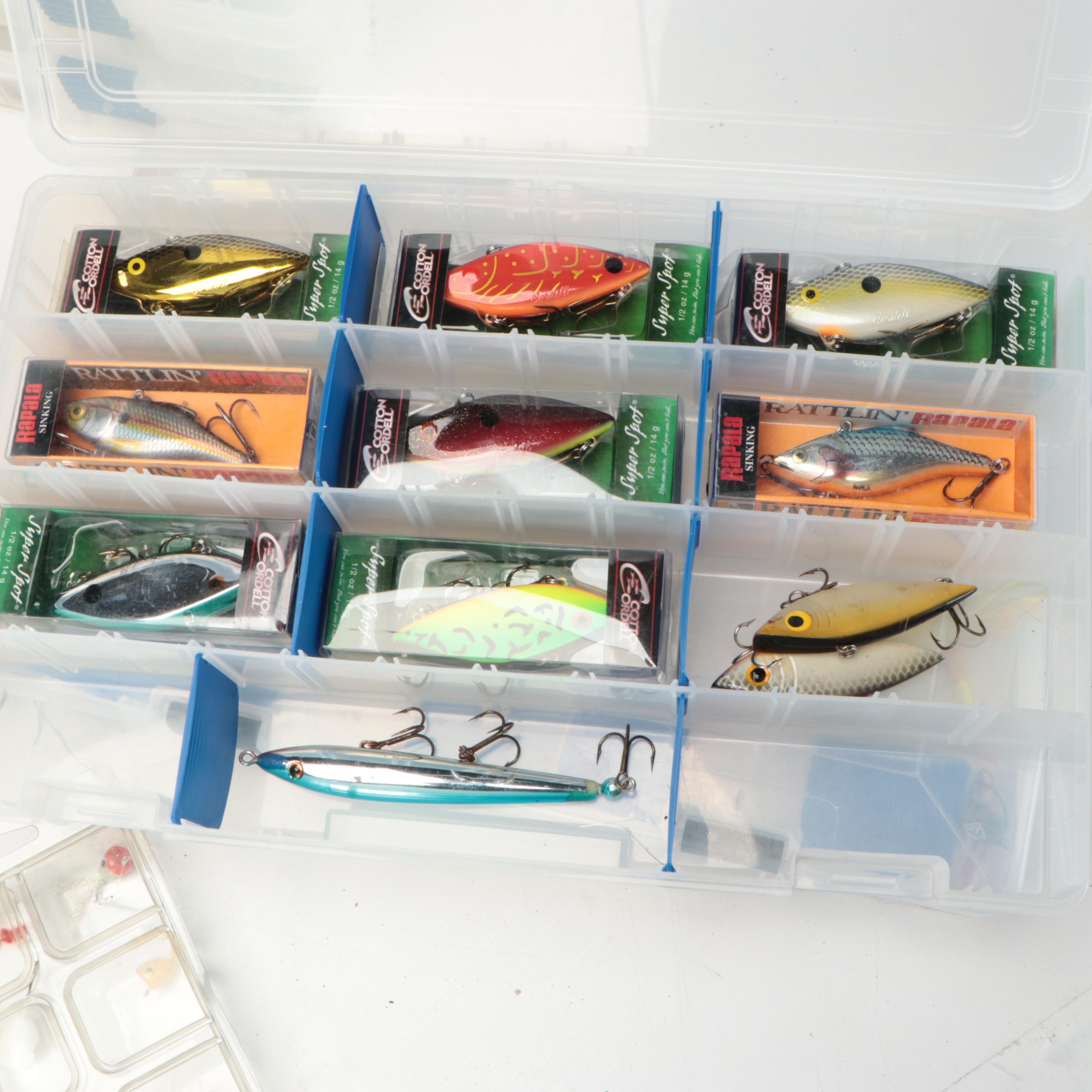 Cork-Handle Fishing Rods with Lure and Reel Collection