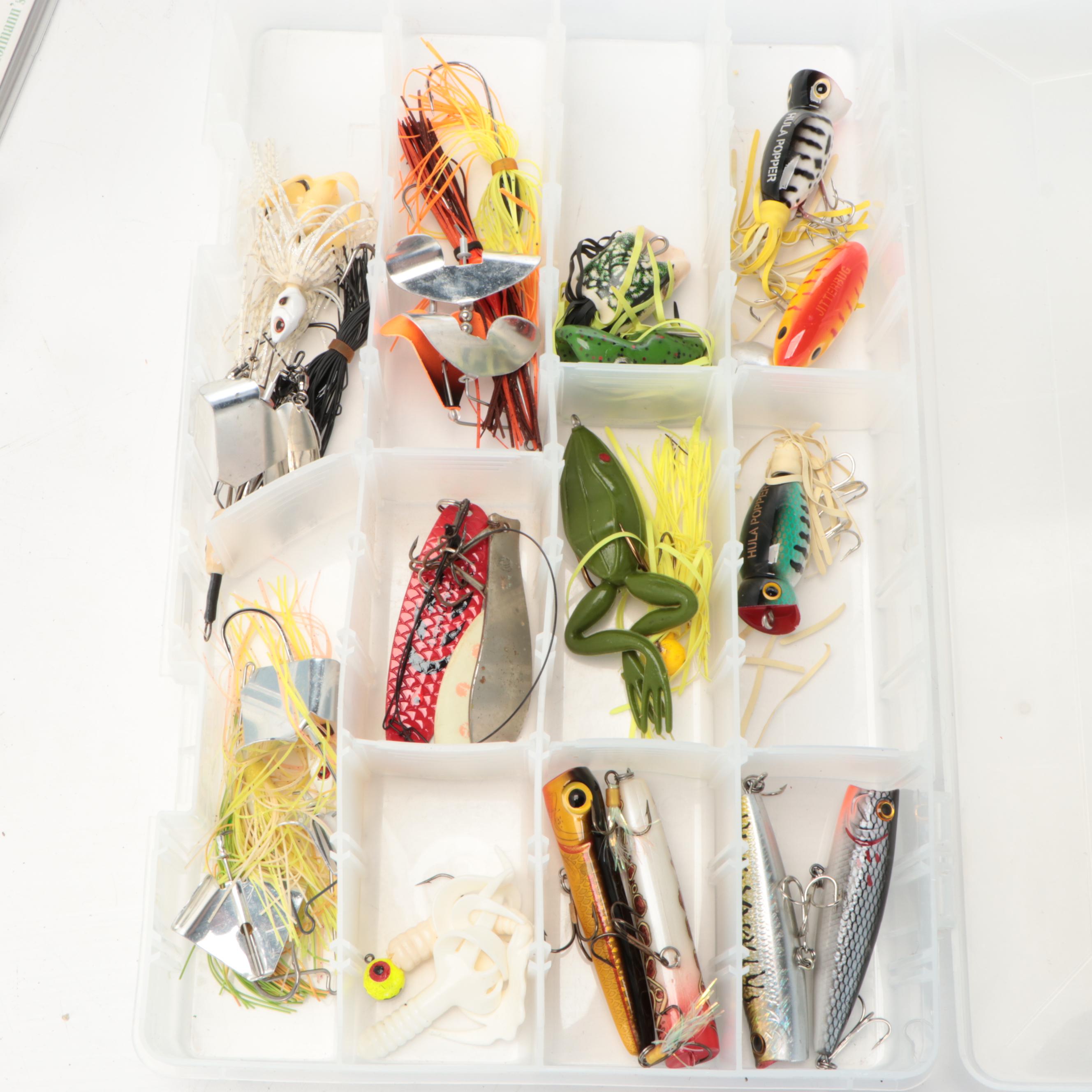 Cork-Handle Fishing Rods with Lure and Reel Collection