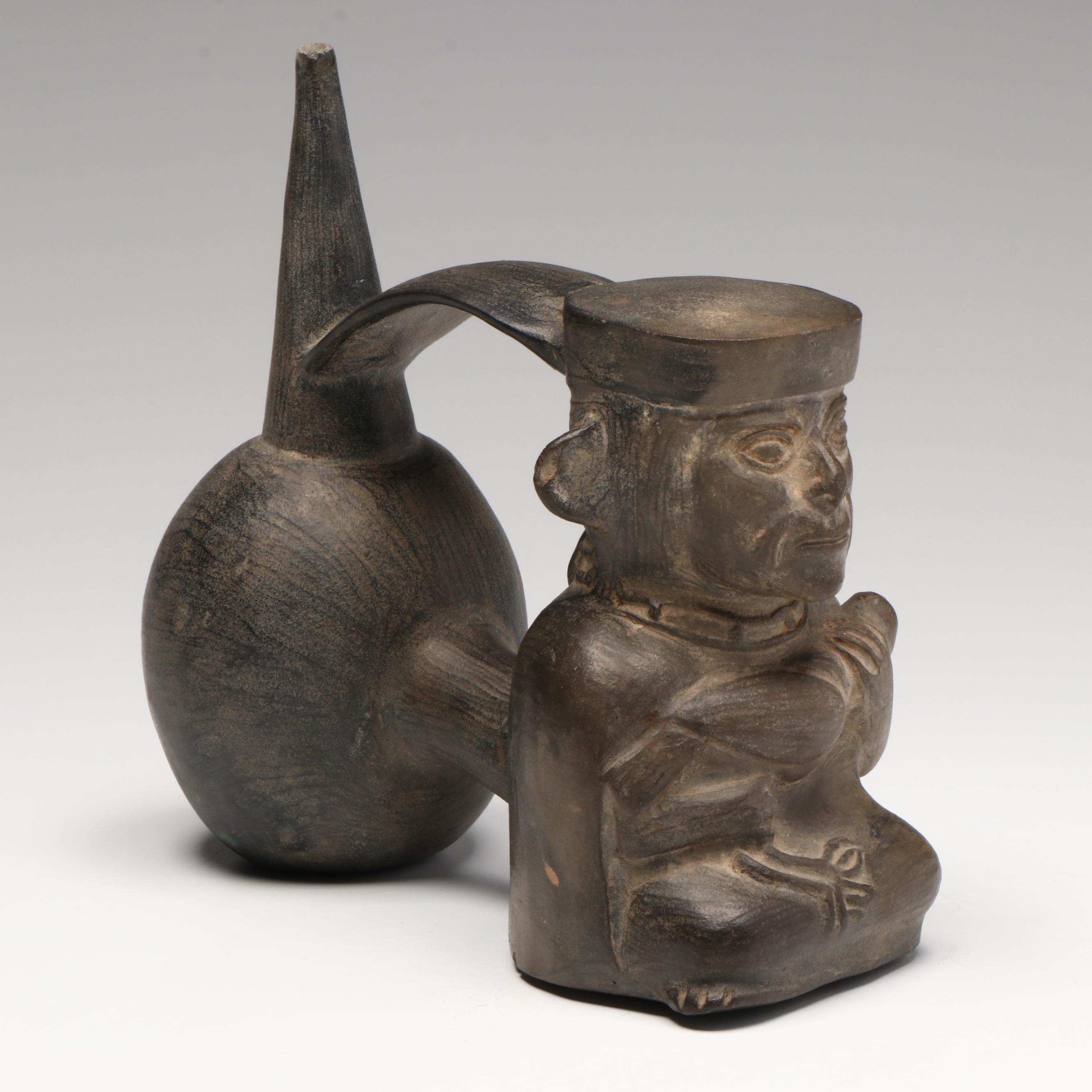 Pre-Columbian Chimu Double Chambered Whistling Vessel, Circa 1400–1500 CE