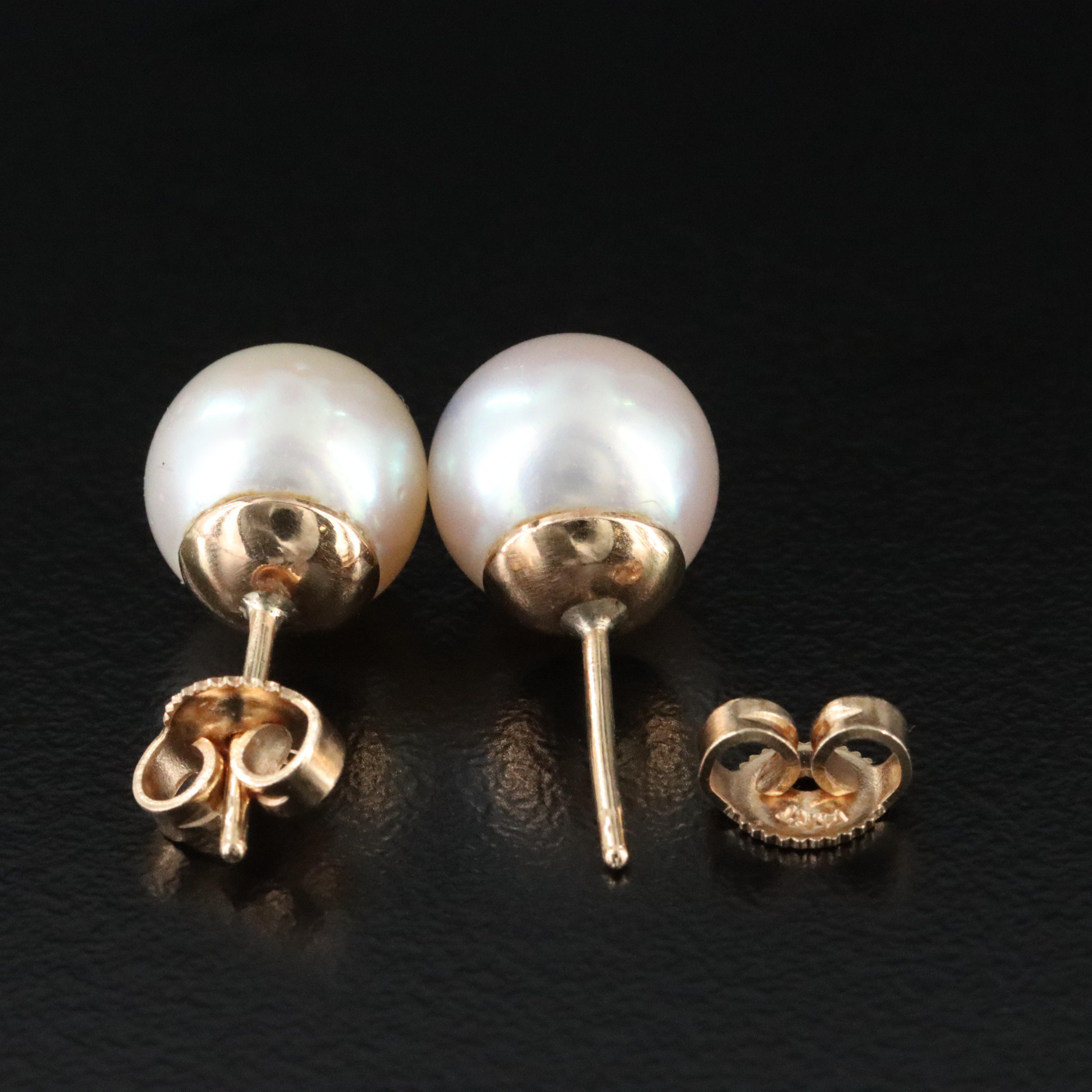 14K Pearl Stud Earrings