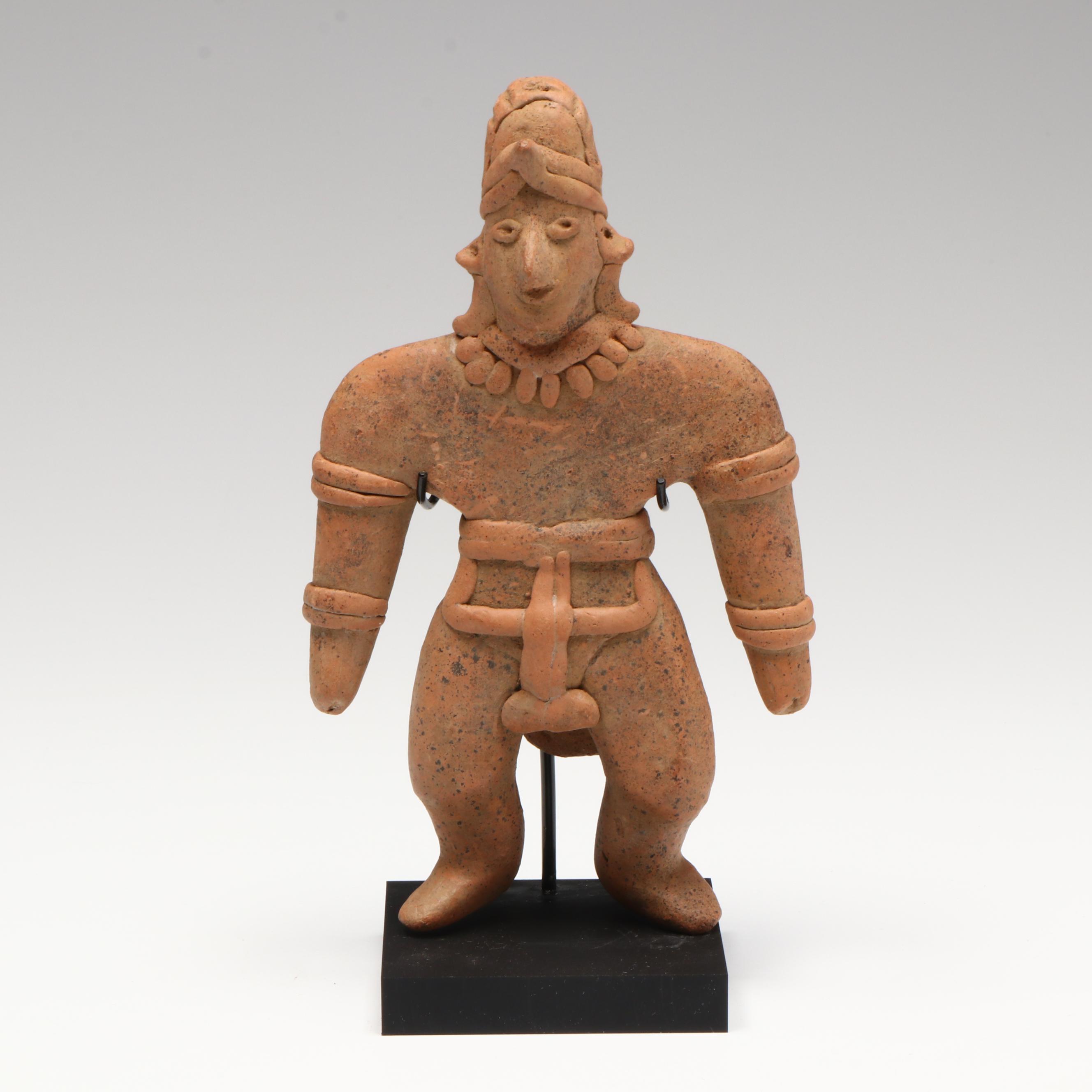 Pre-Columbian Colima Pottery Standing Male Figure, Circa 100 BCE–250 CE