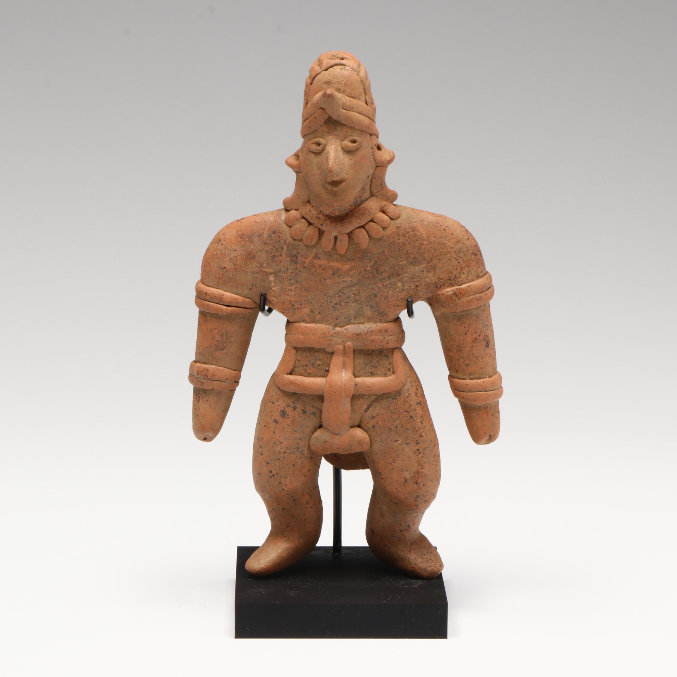Pre-Columbian Colima Pottery Standing Male Figure, Circa 100 BCE–250 CE