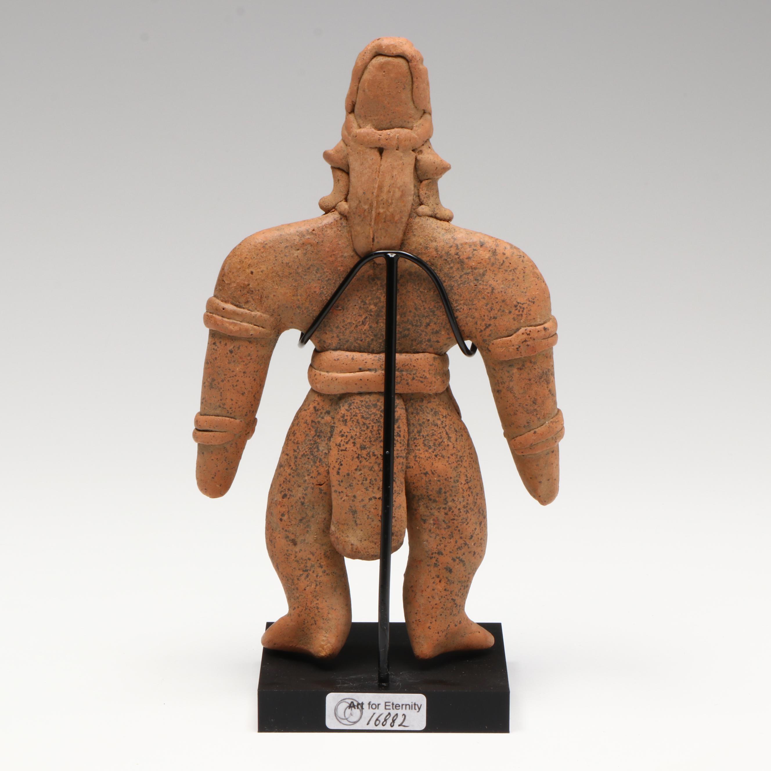 Pre-Columbian Colima Pottery Standing Male Figure, Circa 100 BCE–250 CE