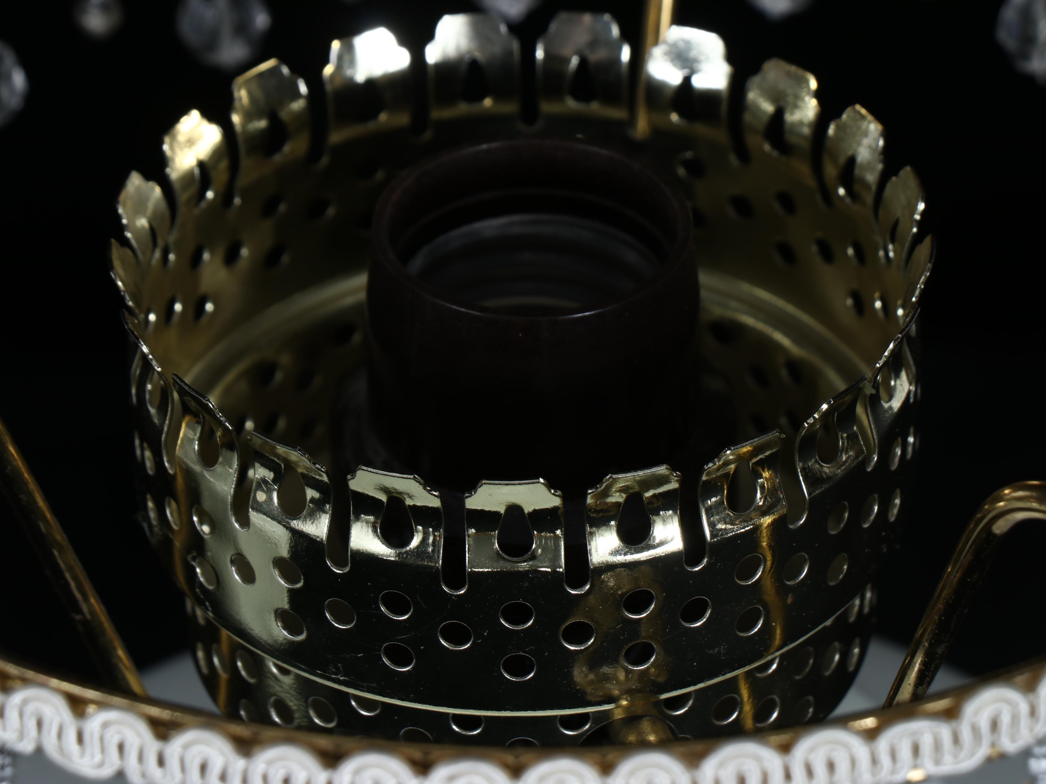 Victorian Style Hobnail Milk Glass Table Lamp with Brass Base and Beaded Decals