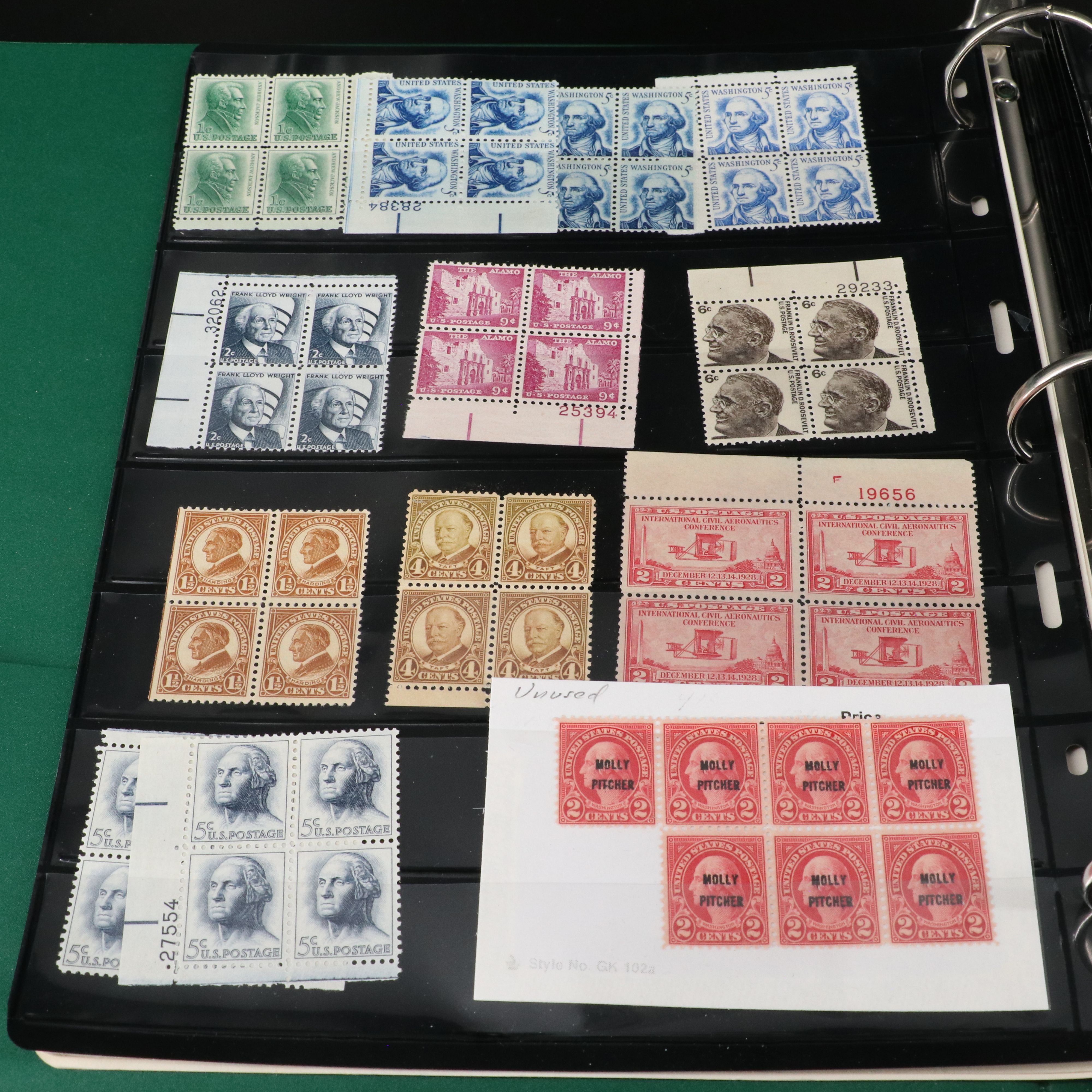 Two Albums with United States Plate Blocks and Pre-Cancled Stamps