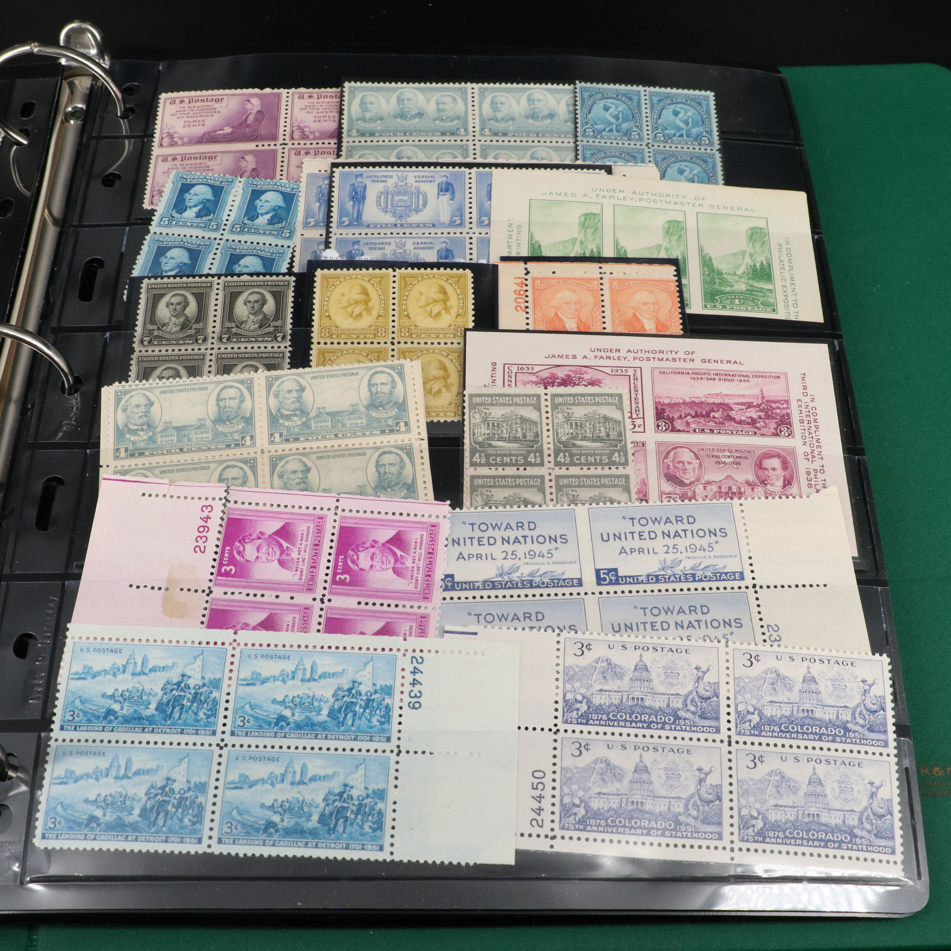 Two Albums with United States Plate Blocks and Pre-Cancled Stamps