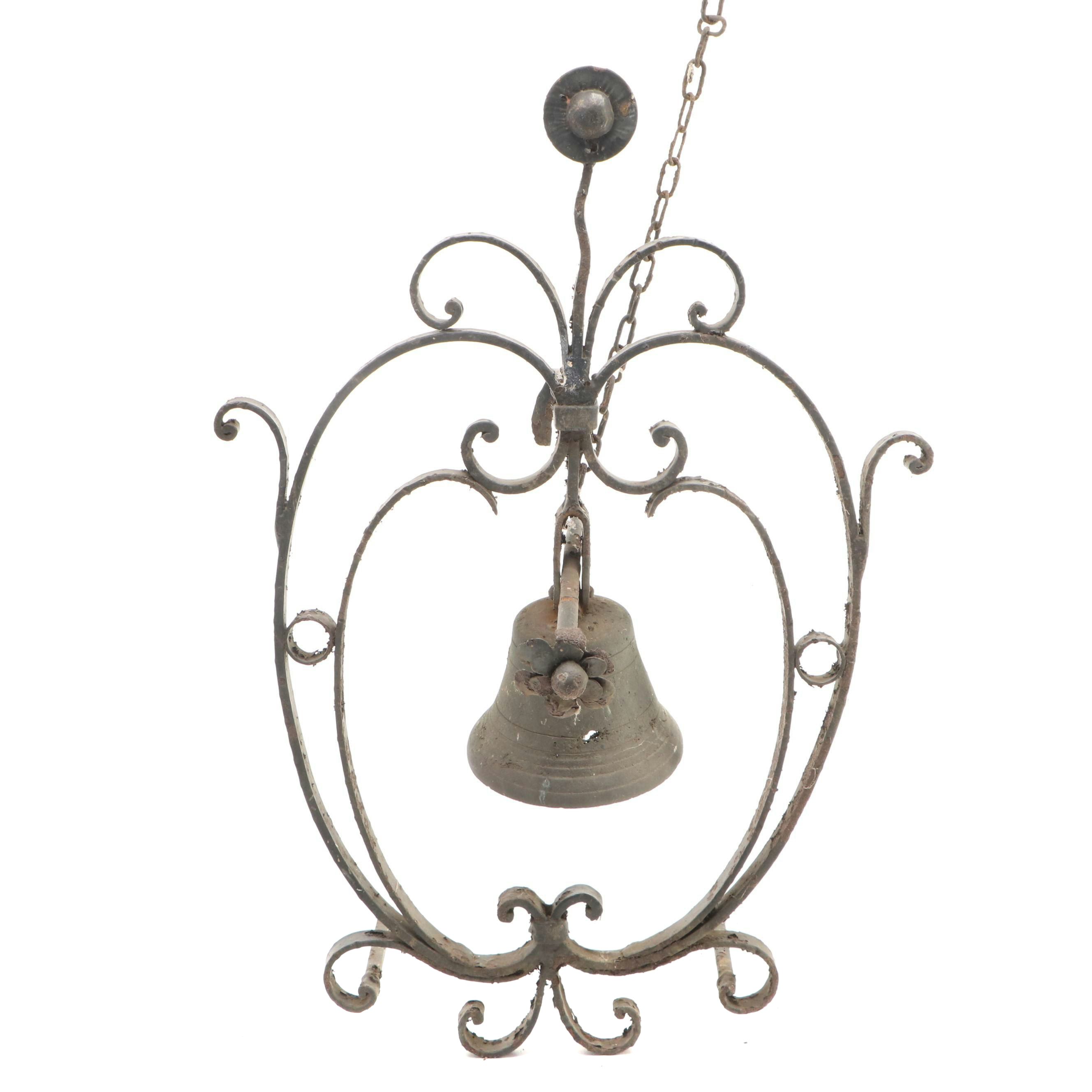 Wrought Iron Scroll Work Dinner Bell