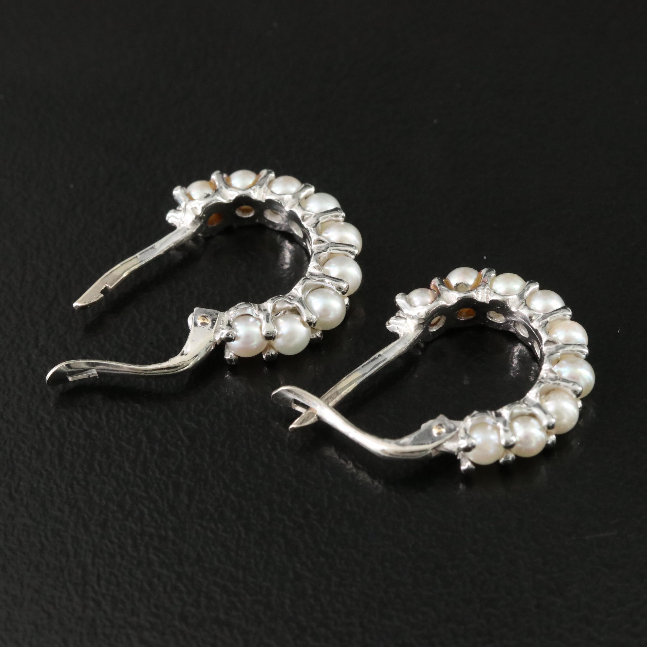 18K Pearl Hoop Earrings