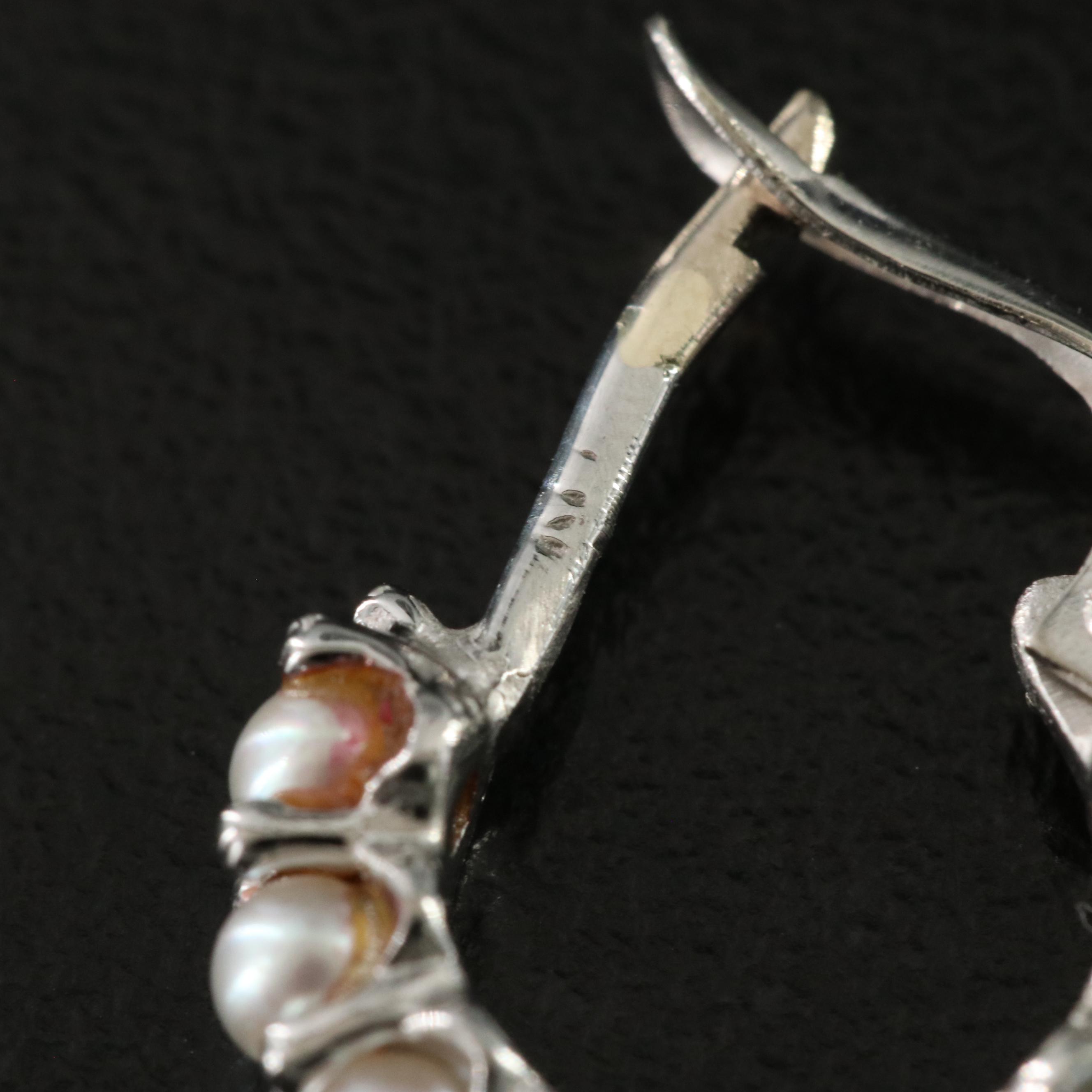 18K Pearl Hoop Earrings