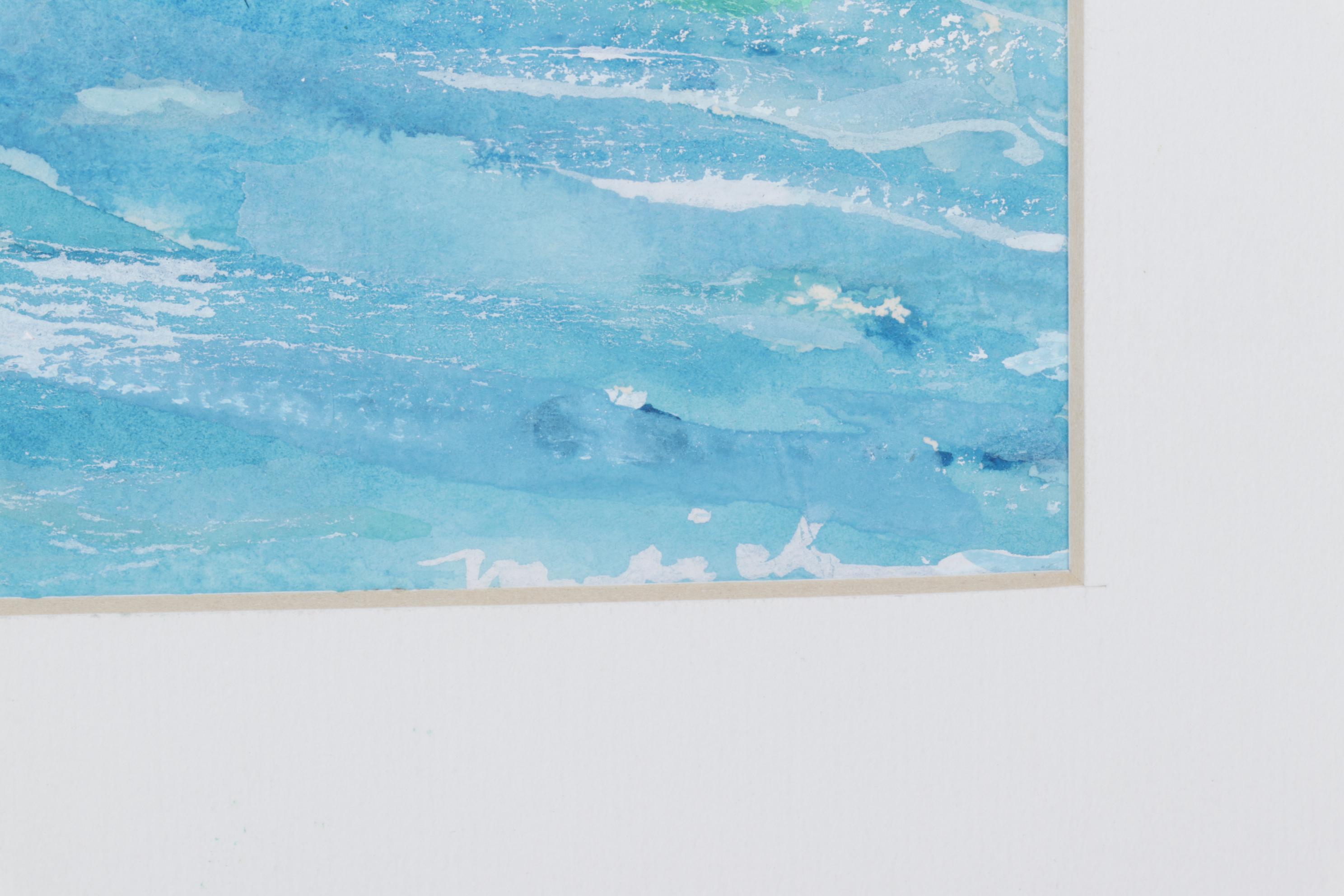 Nancy Mulick Watercolor Painting of Pool and Patio Furniture, 1999