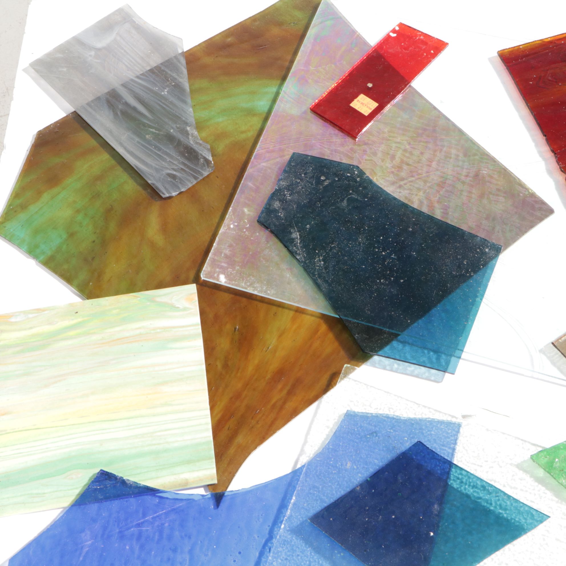 Stained, Granite Texture, Iridescent & Other Art Glass Sheets and Scraps