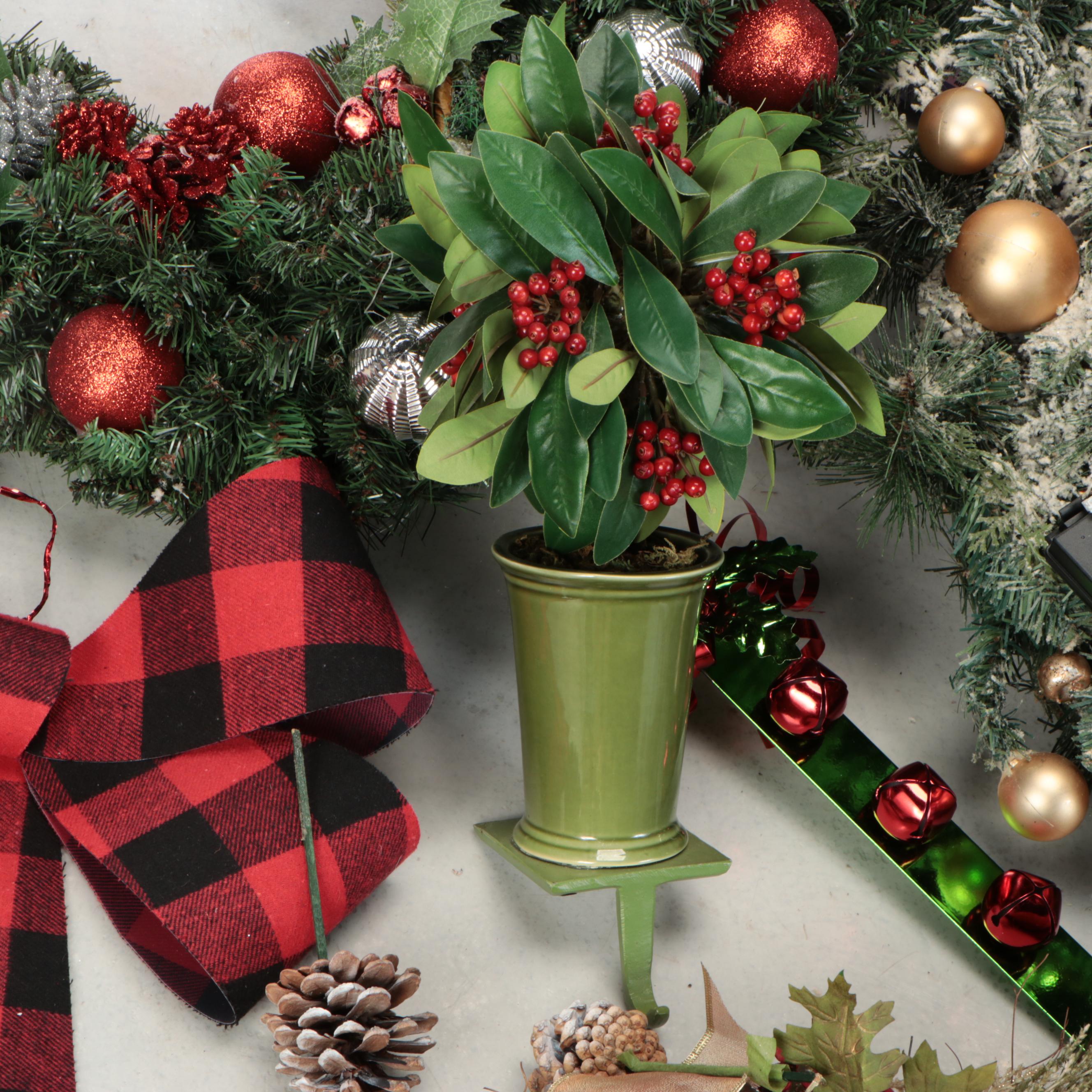 Christmas Decor Collection Featuring "Joy" and Pinecone Wreath