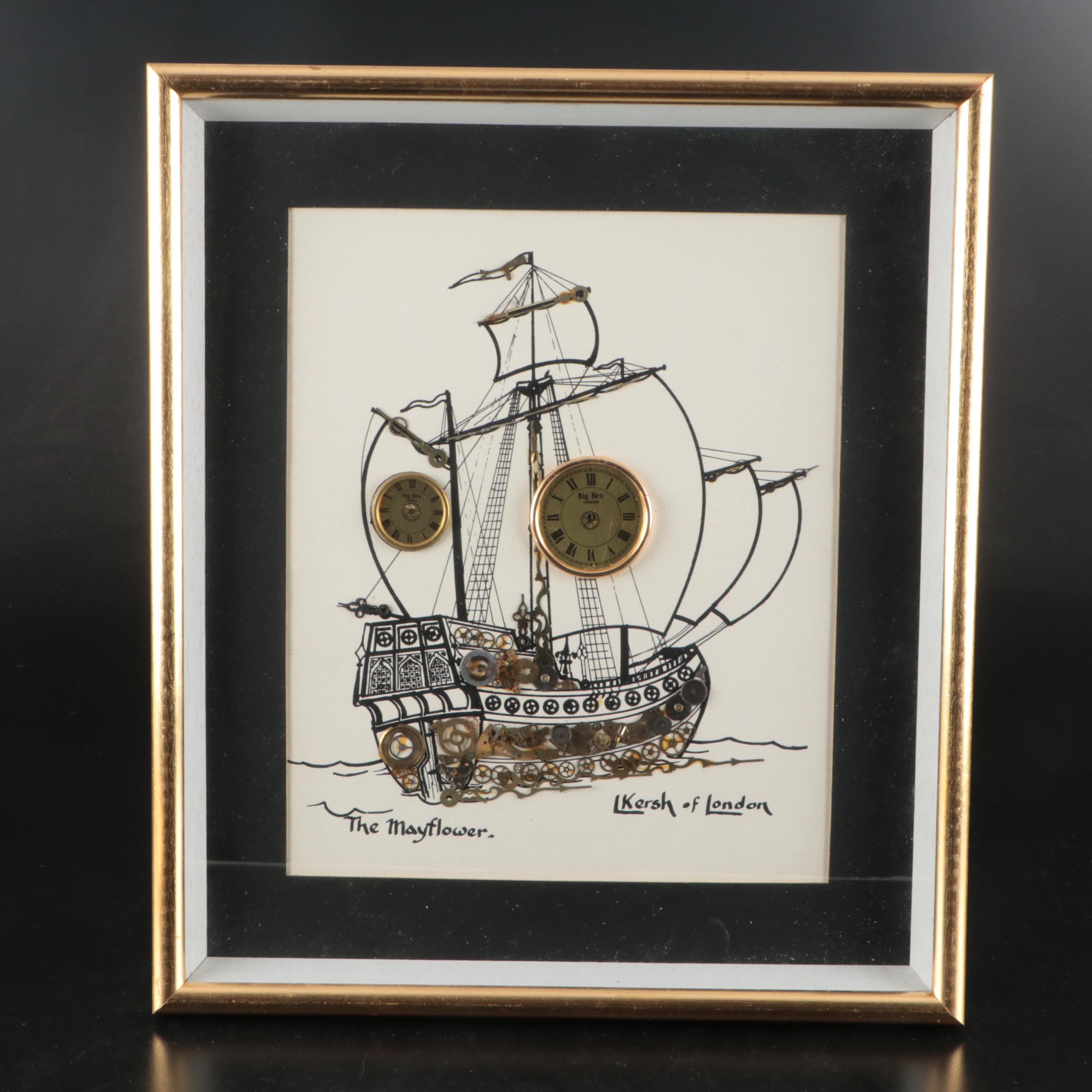 L Kersh of London Horological Collages in Gilded Frames