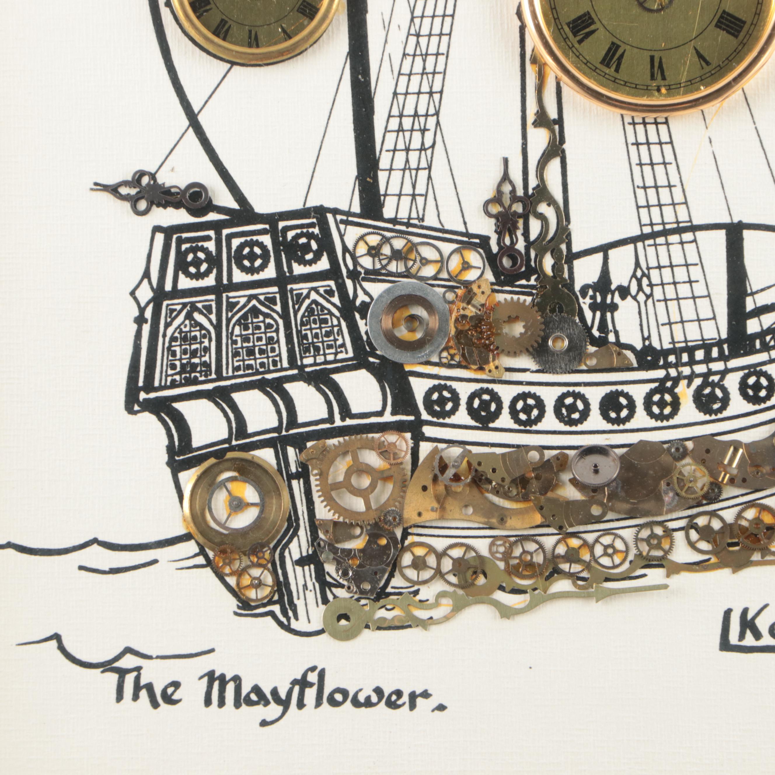 L Kersh of London Horological Collages in Gilded Frames