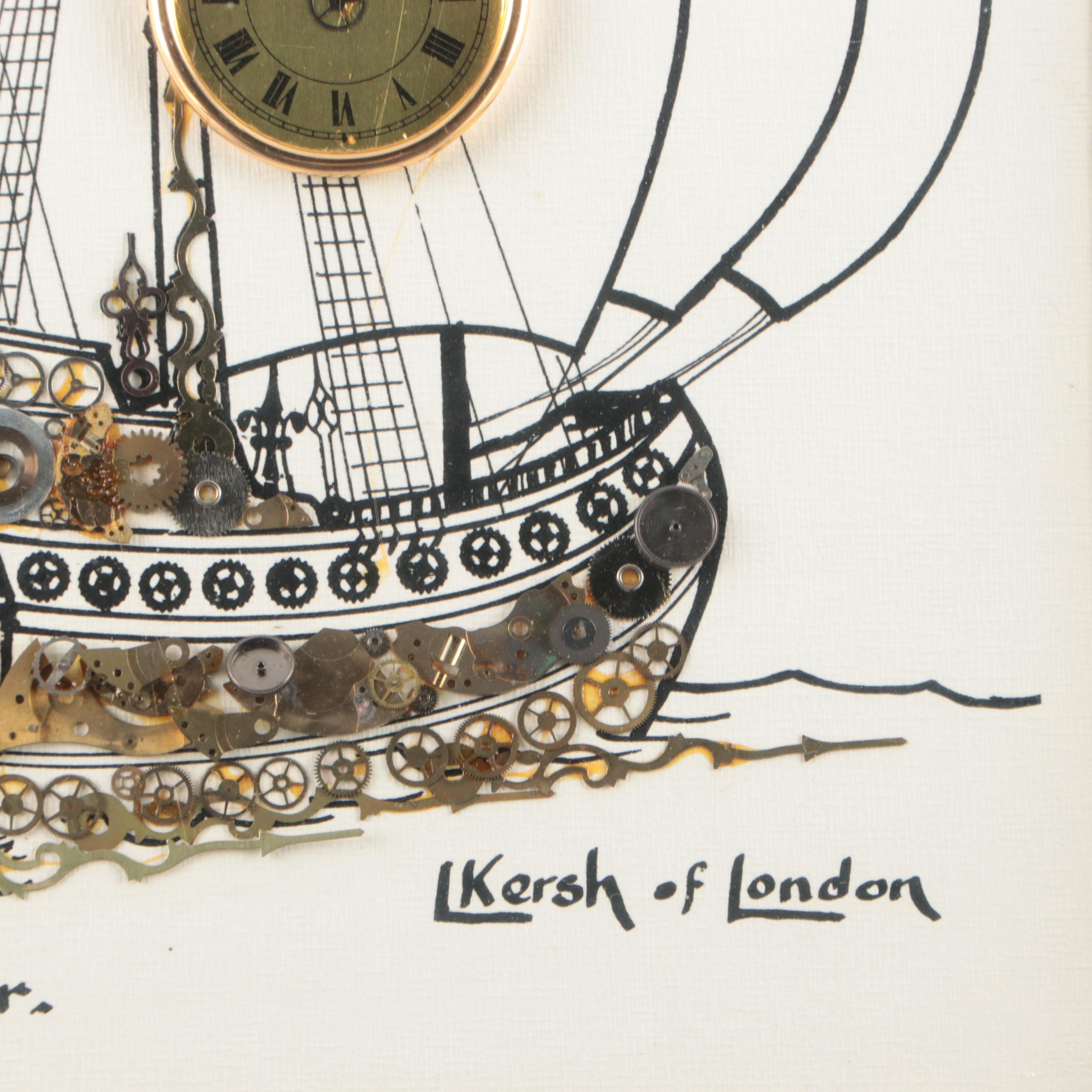 L Kersh of London Horological Collages in Gilded Frames