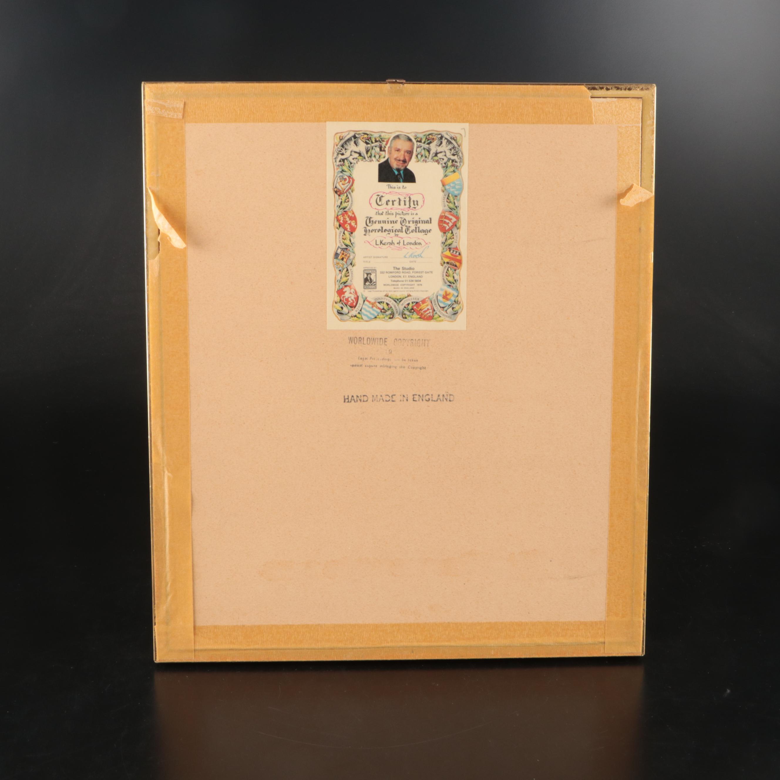 L Kersh of London Horological Collages in Gilded Frames