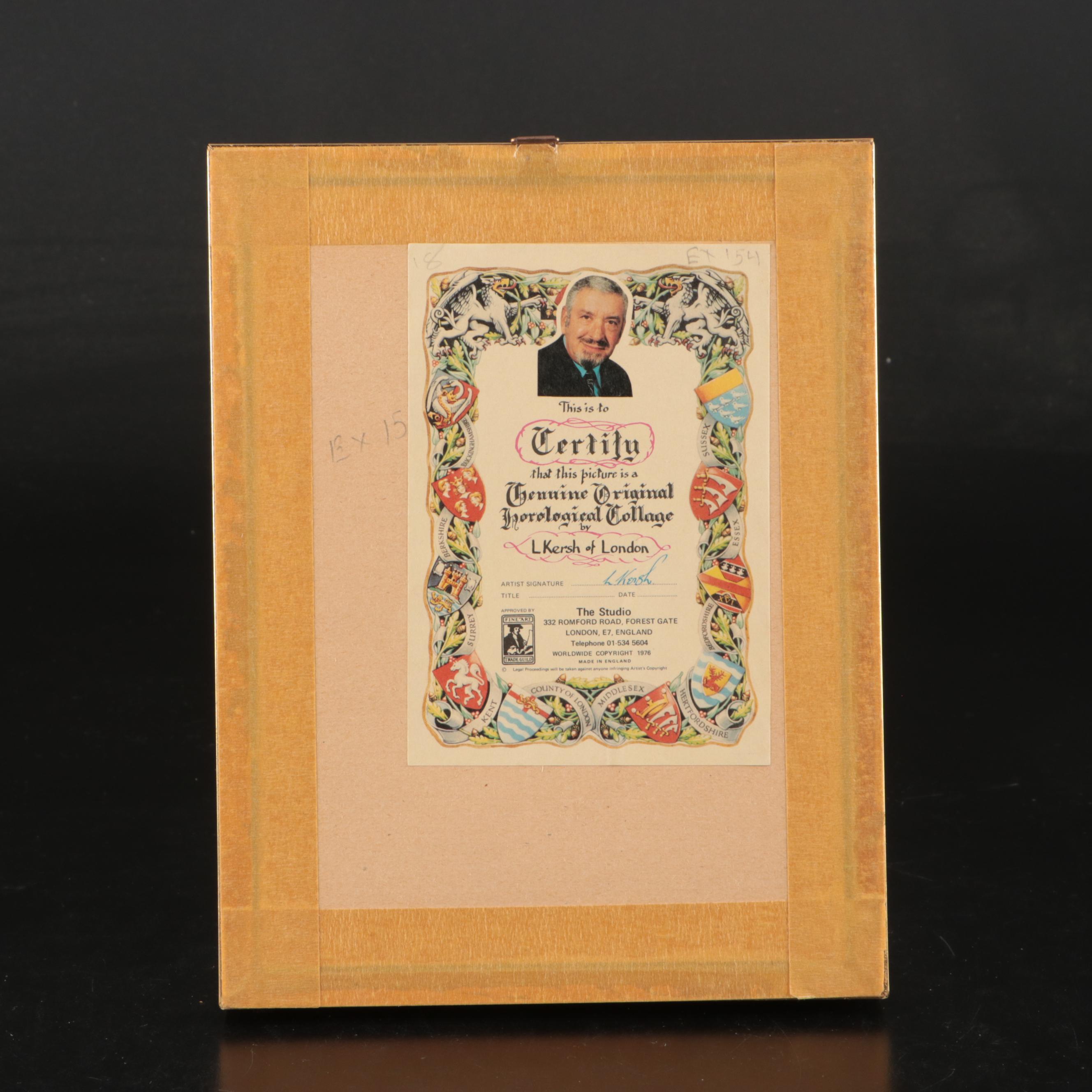 L Kersh of London Horological Collages in Gilded Frames