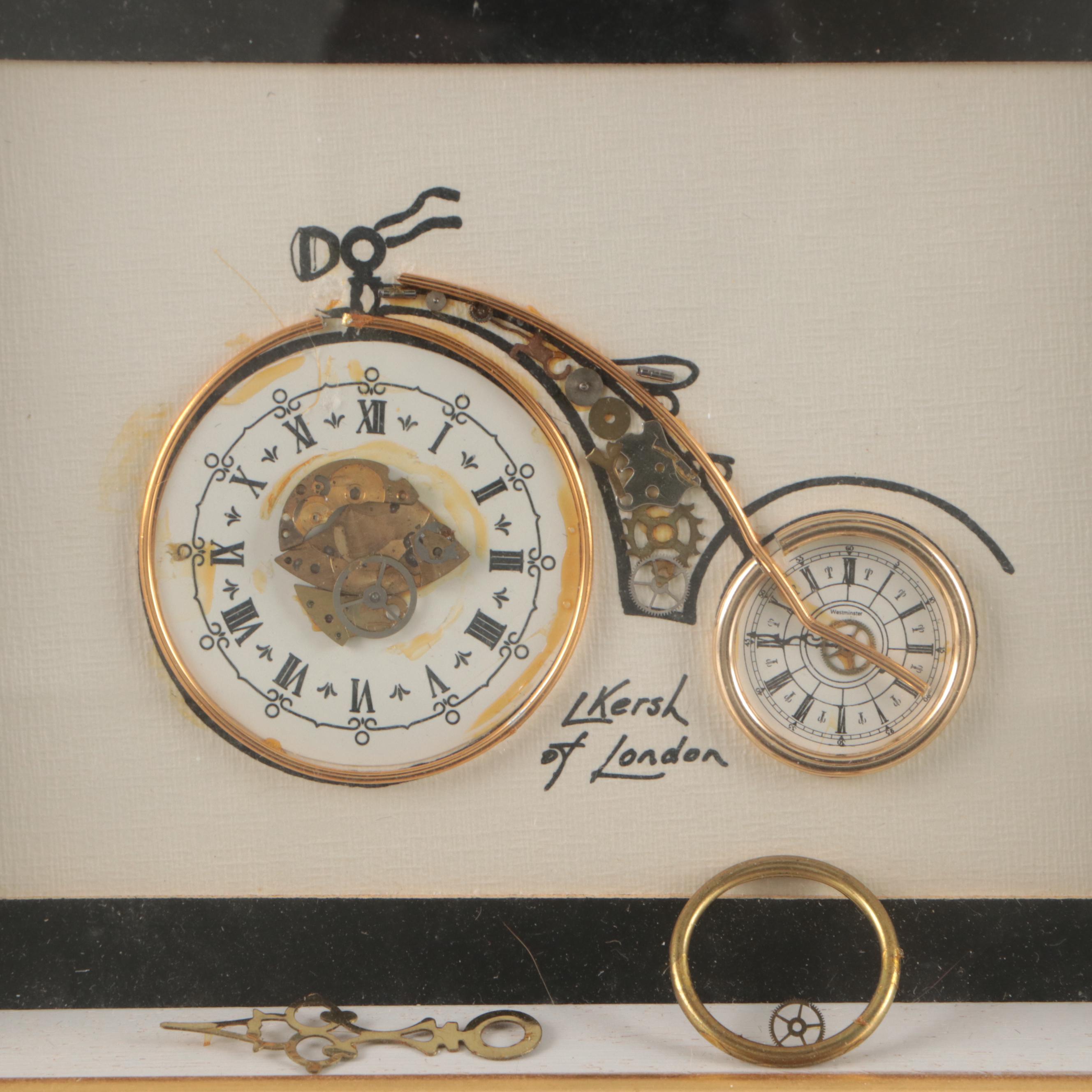 L Kersh of London Horological Collages in Gilded Frames