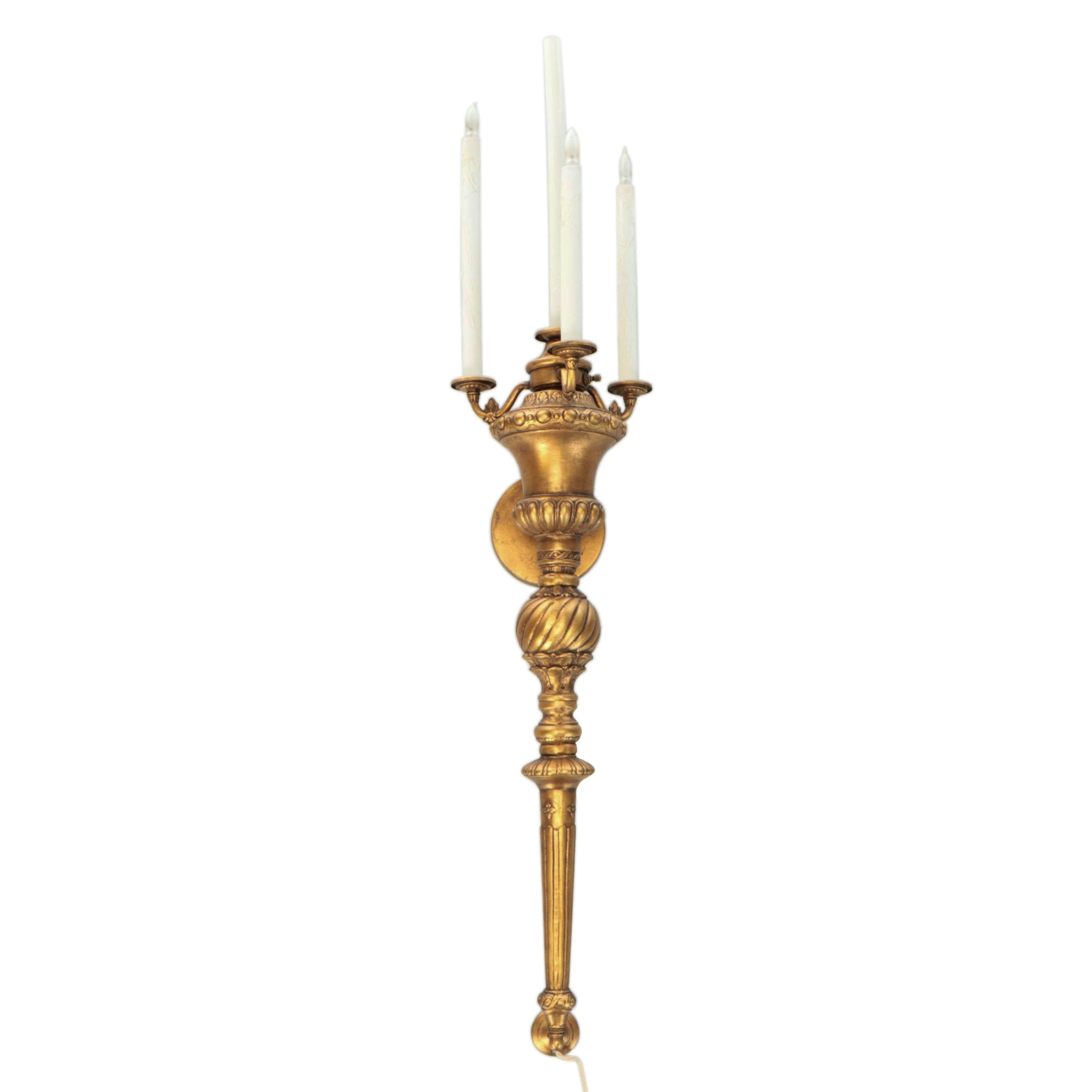 48" Burnished Gold Finish Wall Mount Candelabra Sconce