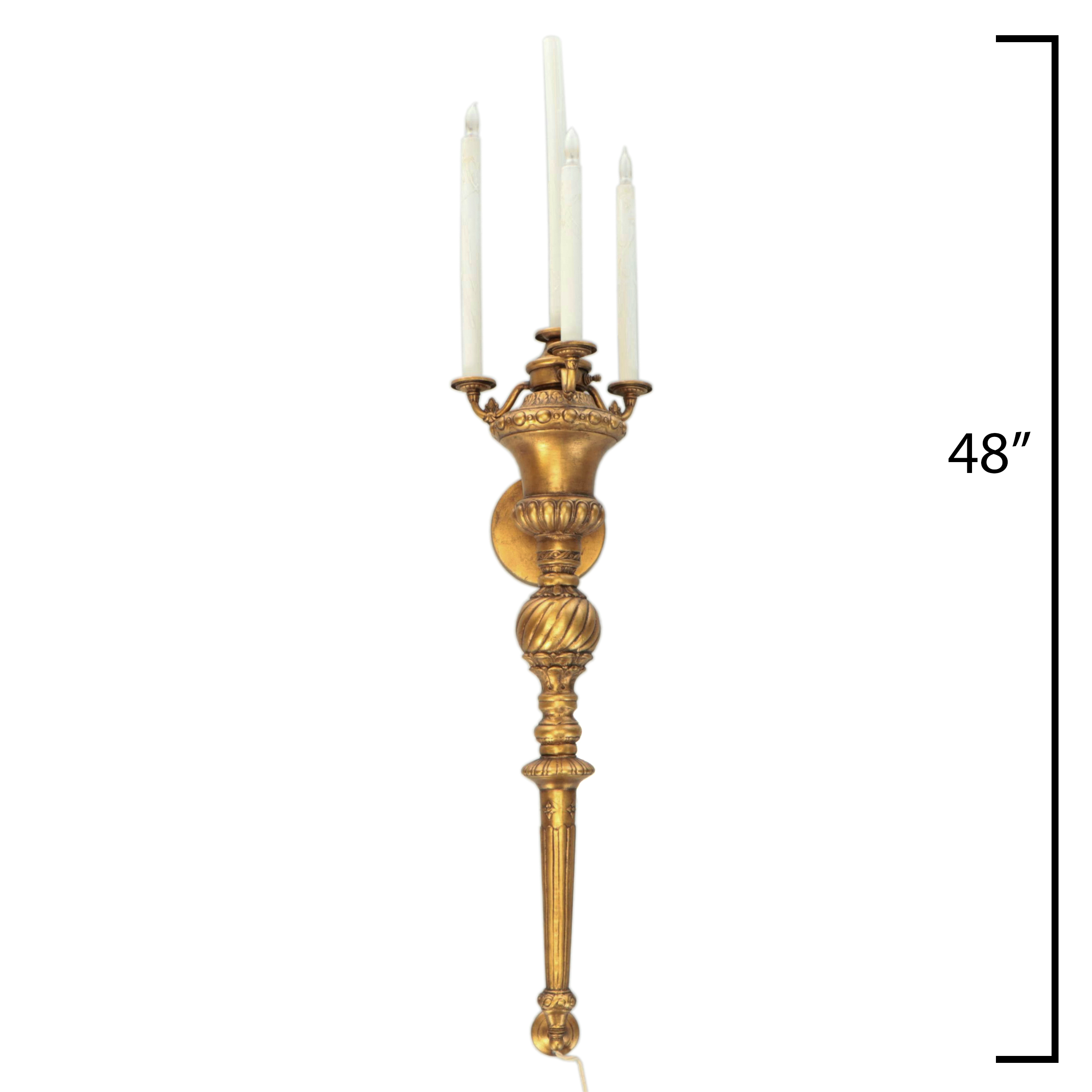 48" Burnished Gold Finish Wall Mount Candelabra Sconce