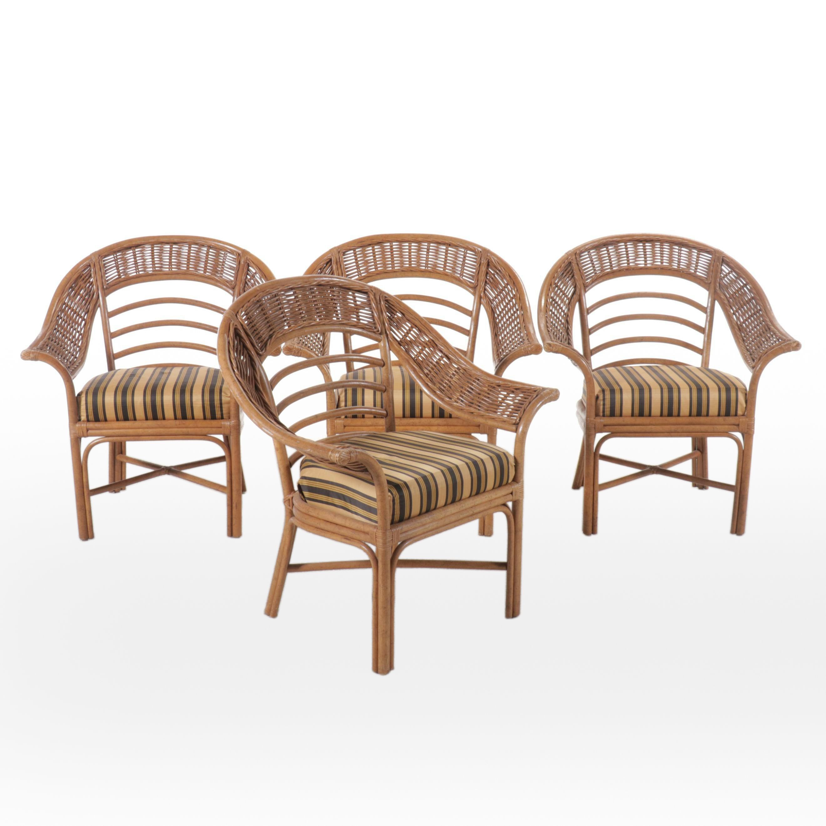 Set of Four Ficks Reed Rattan Patio Armchairs