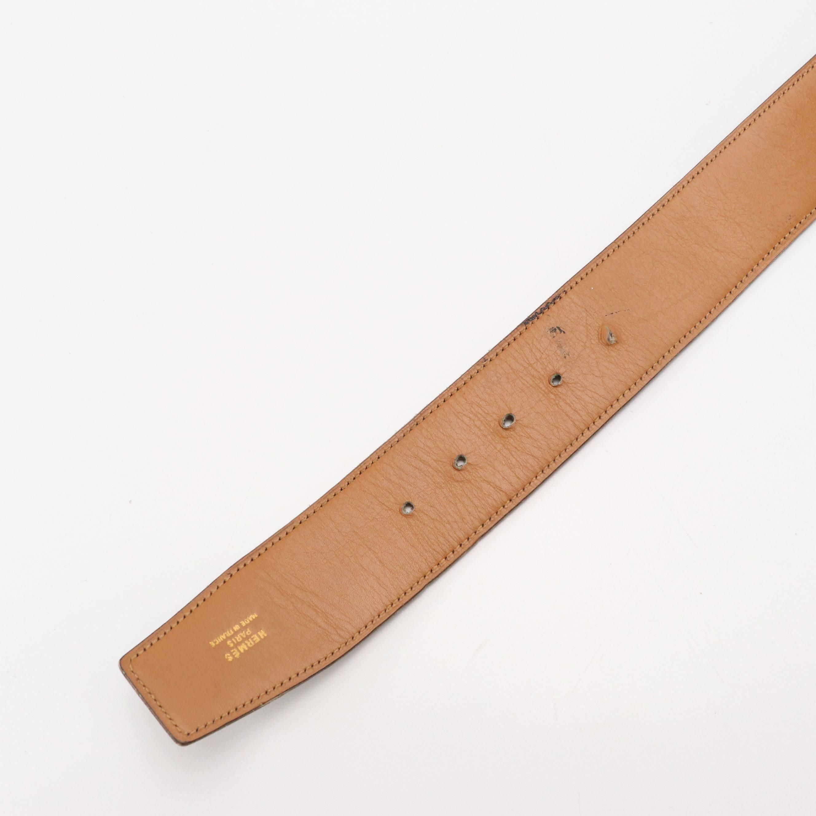 Hermès Gold Tone H Buckle Belt in Black Leather