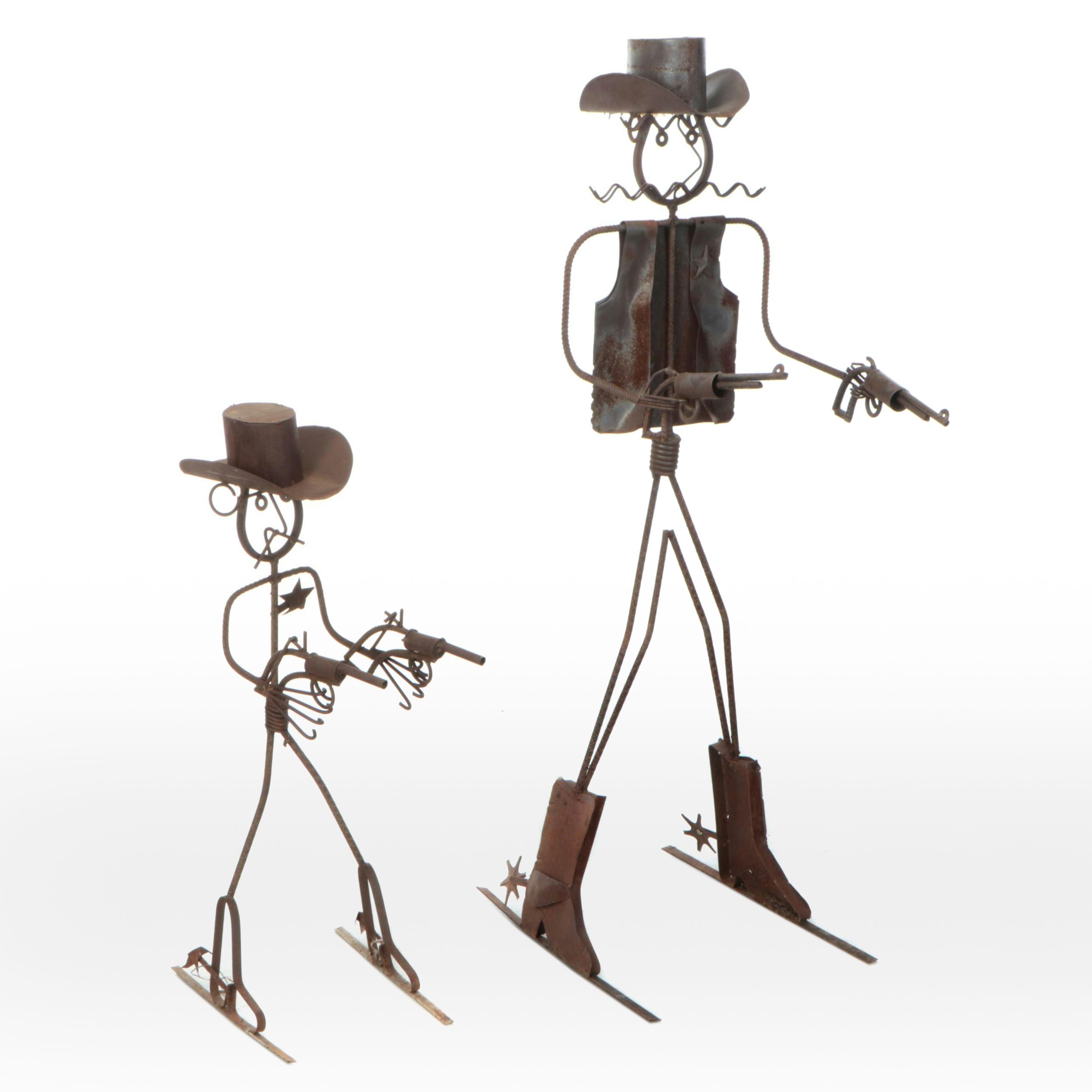 Pair of Sculpted Metal Cowboys