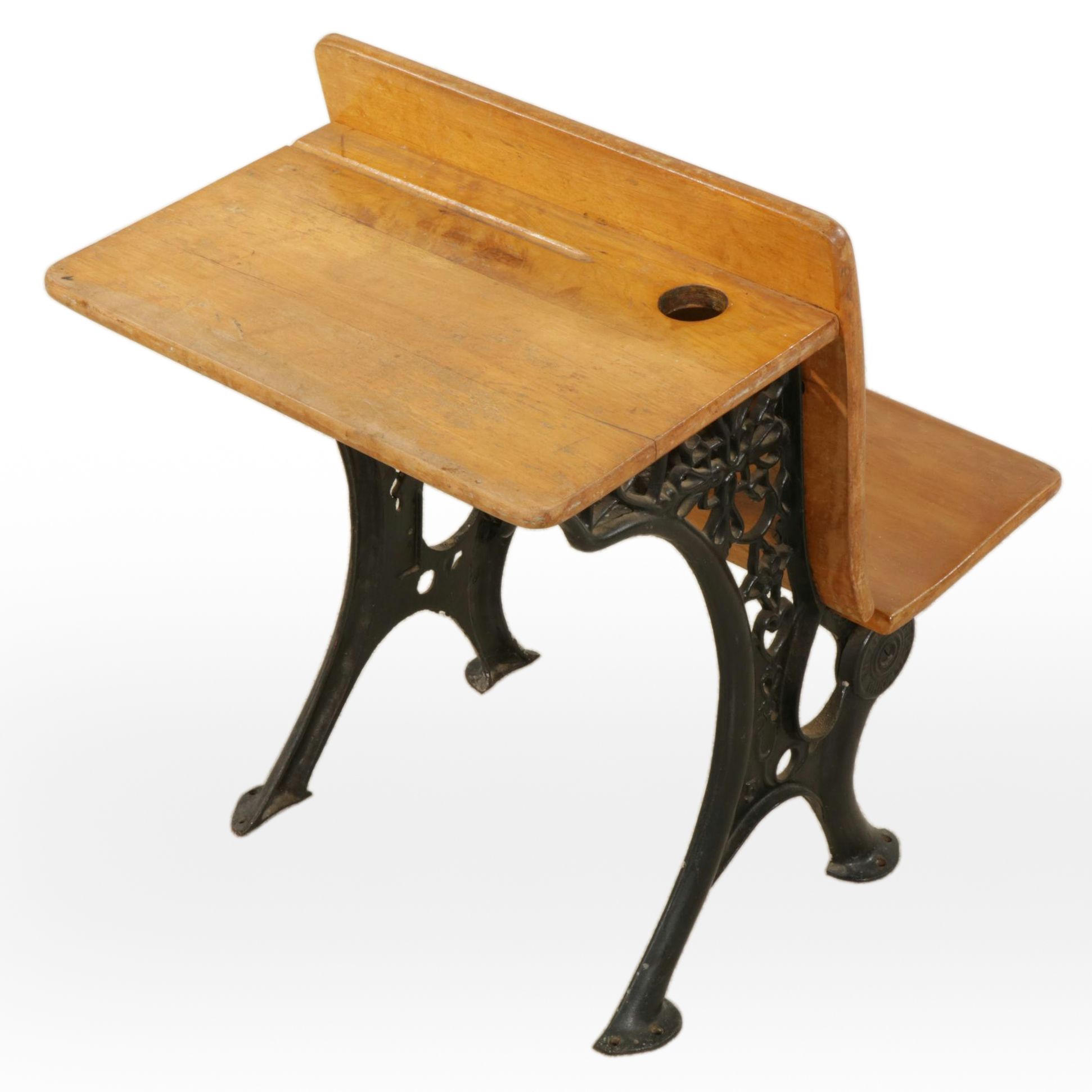 A.H. Andrews Folding Cast Iron and Wood Student's Desk, Early 20th Century
