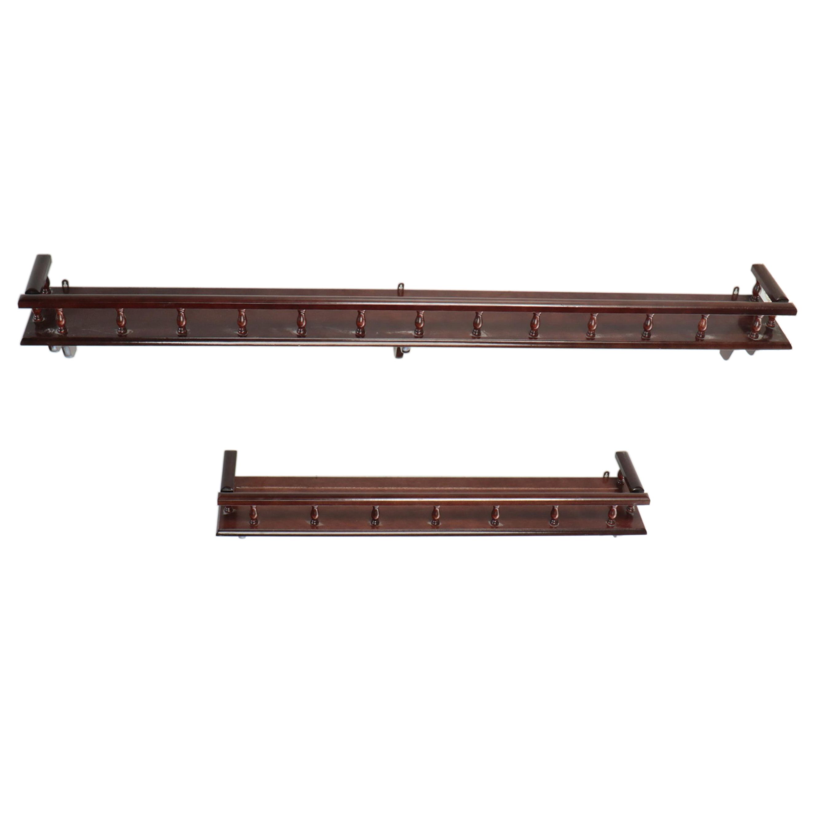 Colonial Style Mahogany Finish Wall Hanging Plate Racks