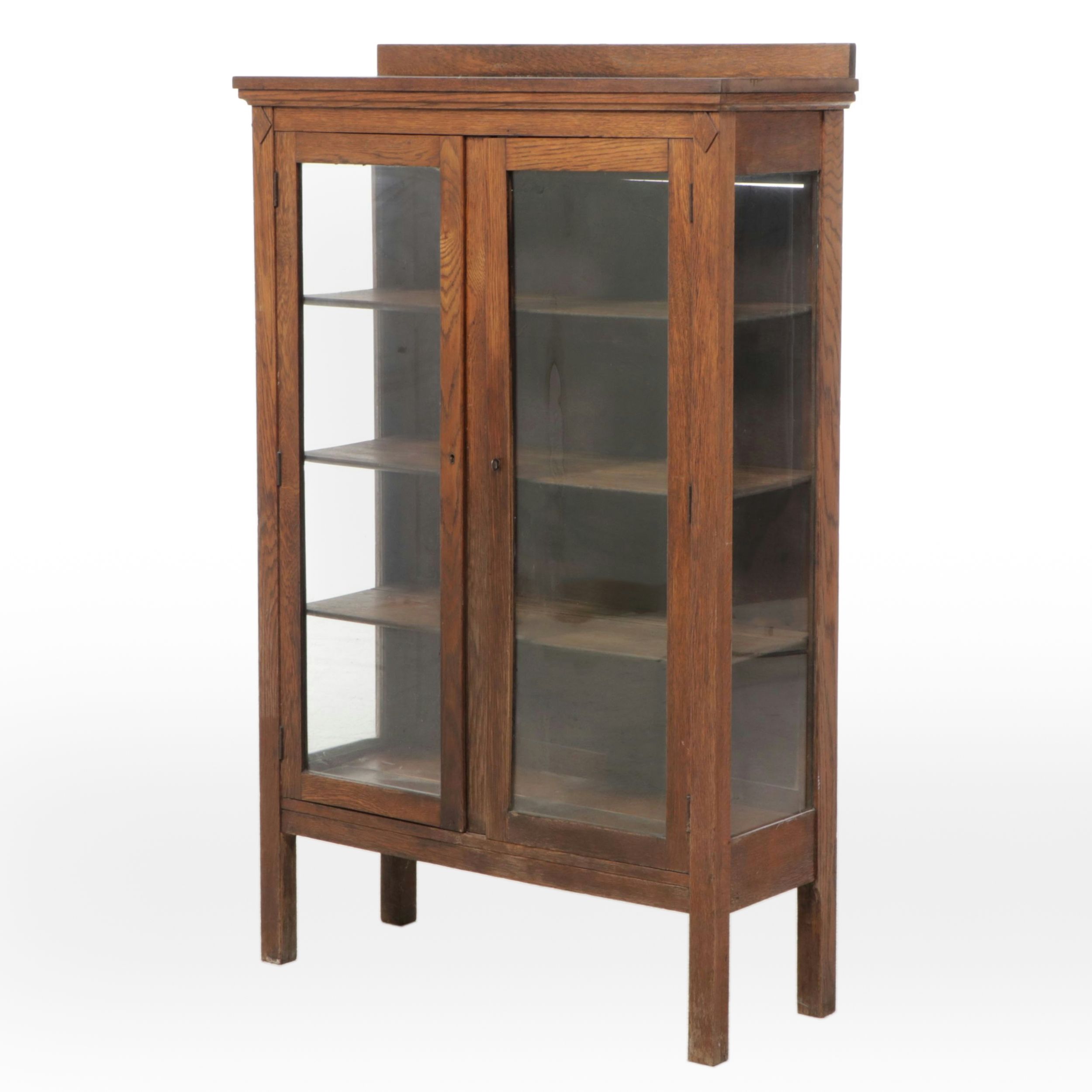 Arts & Crafts Style Oak China Cabinet