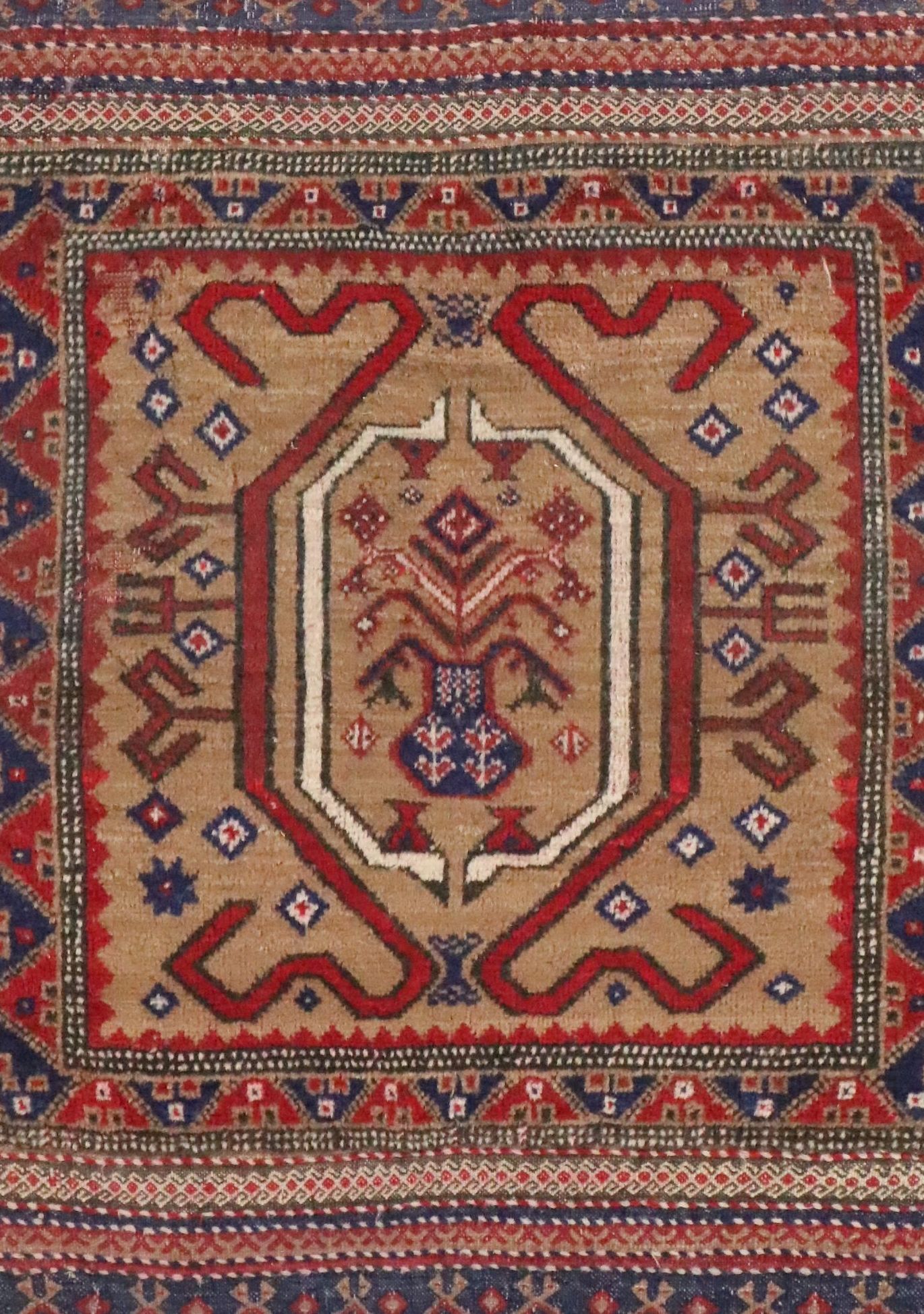 2'8 x 3'7 Hand-Knotted Caucasian Kazak Style Accent Rug